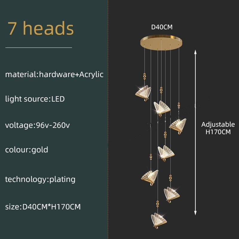 Elegant Butterfly Acrylic Chandelier - Modern Crystal Ceiling Light Fixture for Dining Room, Bedroom, Living Room & Wedding Decor