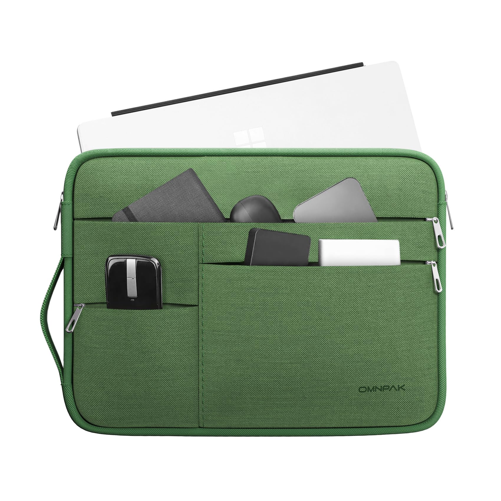 Omnpak Water-Resistant Laptop Sleeve Case for Surface Pro 9/8/7+/7/6/5/4/3 - 13 Inch Protective Carrying Bag with Multi-Pocket & Side Handle Strap - Perfect for Work, Travel, and School Commute