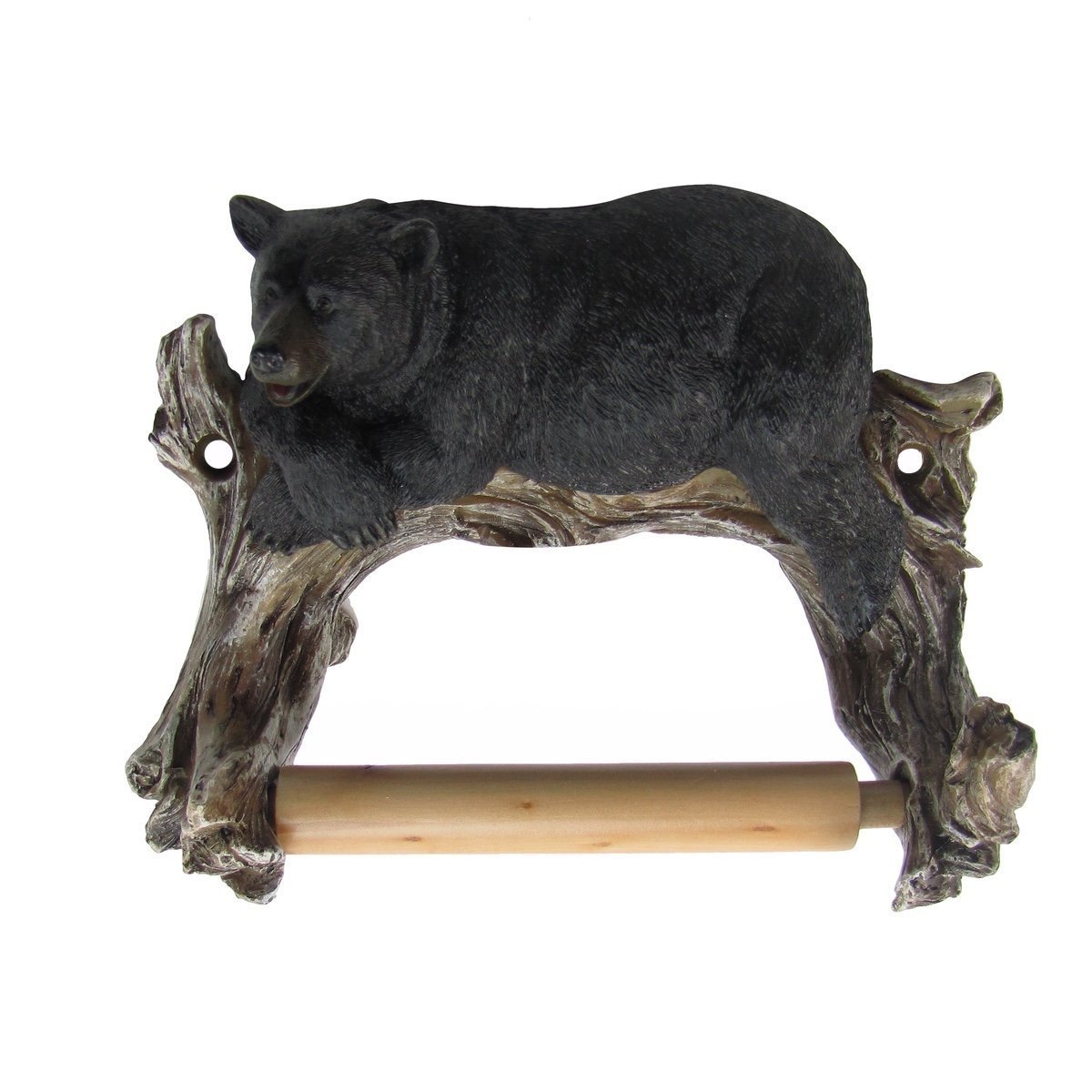 Black Bear Toilet Paper Holder - Wall Mounted Bathroom Tissue Roll Dispenser with Rustic Decor for Cabin, Lodge & Home Decor - Perfect for Rustic, Farmhouse & Wildlife Themed Bathrooms