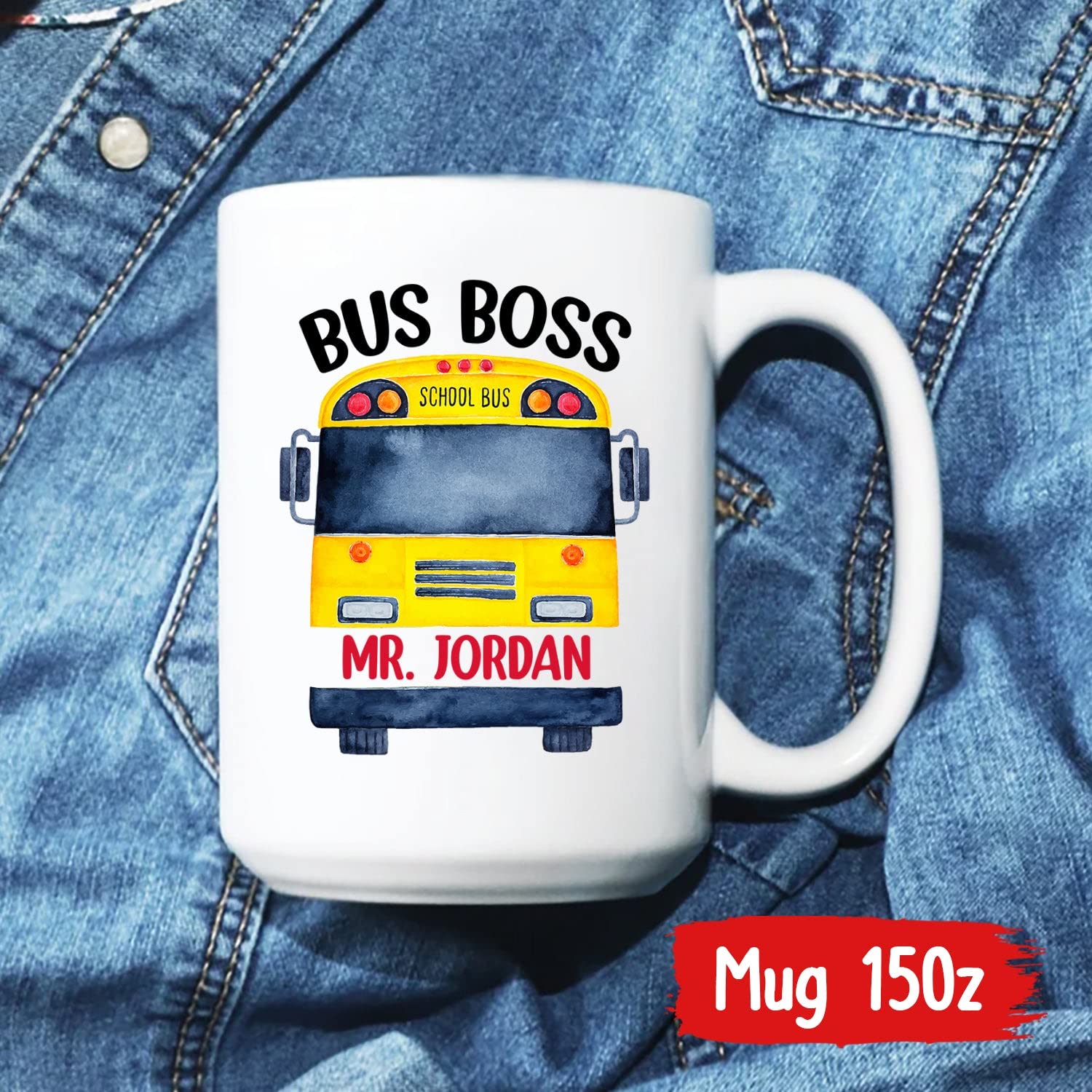 Custom School Bus Driver Mug - Personalized Bus Boss Coffee Cup for Men & Women - 11oz & 15oz White Ceramic Travel Mug - Perfect Gift for School Bus Drivers & Appreciation Gifts