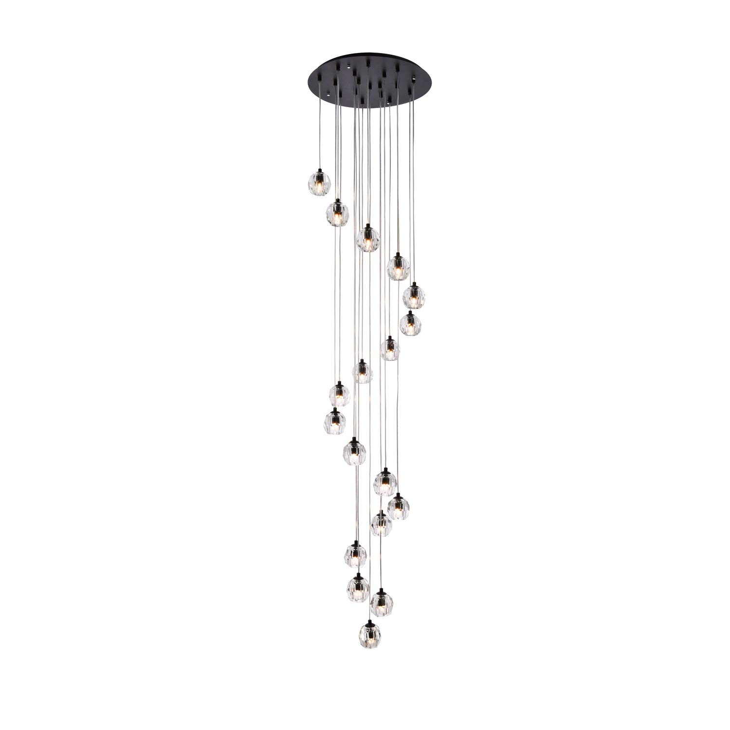 Eren 18-Light Black Chandelier Pendant Lighting Fixture for Dining Room, Kitchen Island & Bedroom Decor