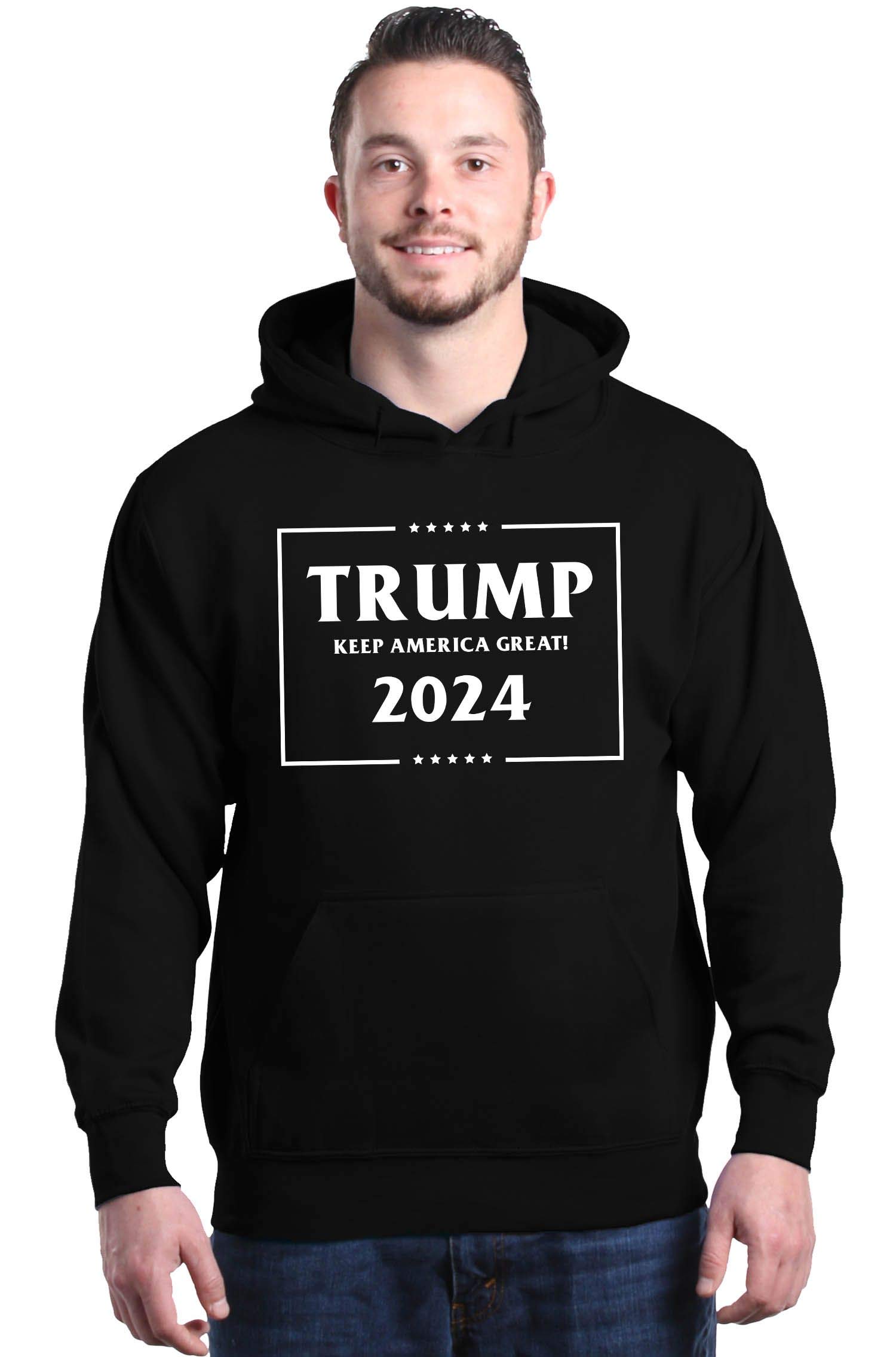 Trump Keep America Great 2024 Hoodie - Patriotic American Flag Sweatshirt for Men & Women - Comfortable Pullover for Political Rallies & Conservative Events