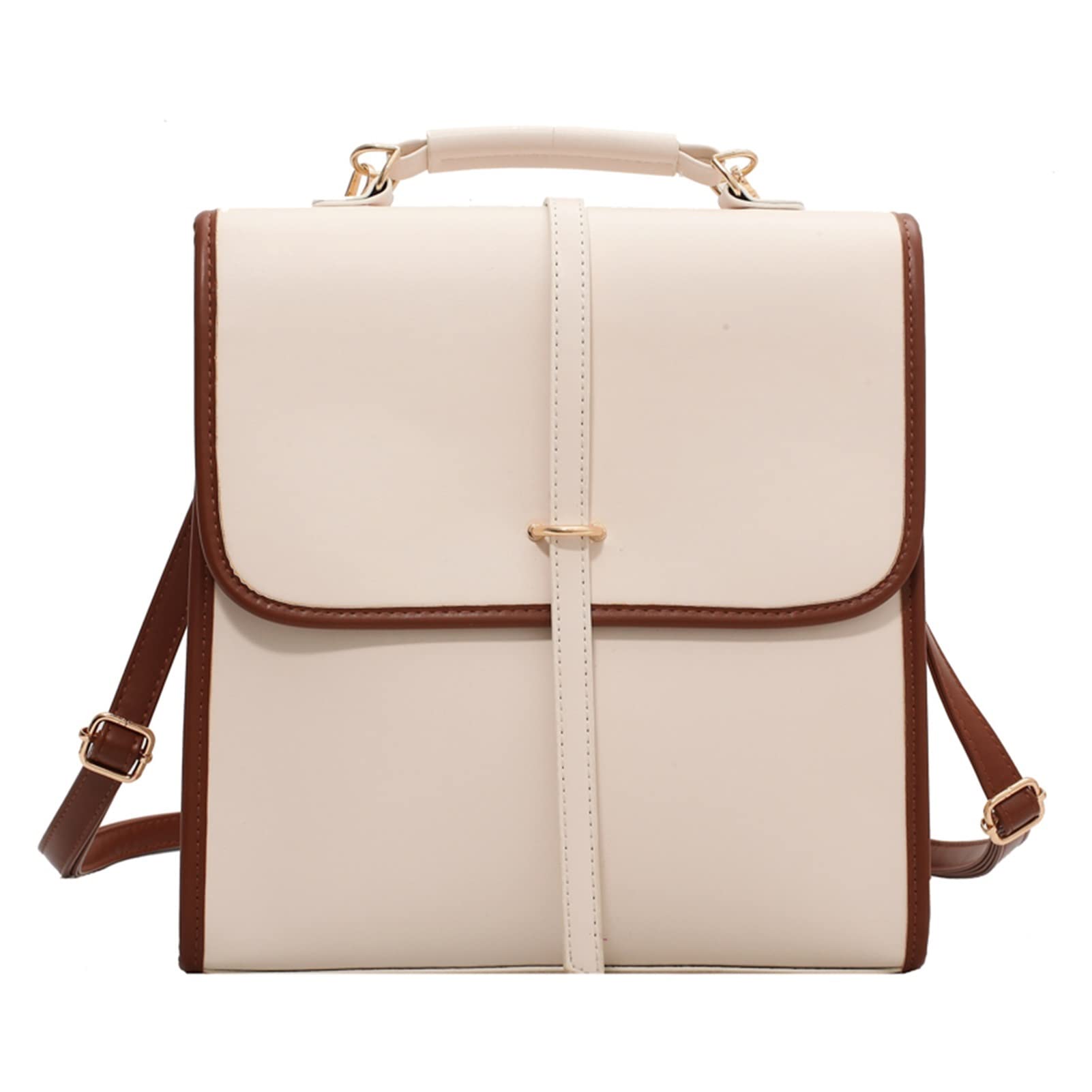Stylish Leather Backpack Purse for Women & Teen Girls - Fashionable School Shoulder Bag in Beige White | Perfect for College, Travel & Daily Commute