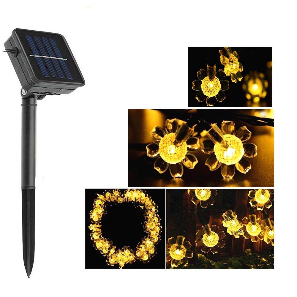 Solar Sunflower String Lights - 50 LED Waterproof 21ft Outdoor Solar Powered Fairy Lights for Garden, Patio, Christmas, Wedding & Party Decorations (Warm White) | Perfect for Backyard, Landscape, Holiday & Special Event Lighting