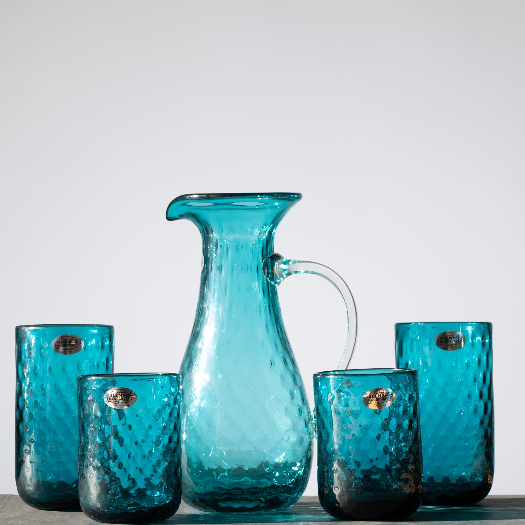 2511D Diamond Optic Drinkware Set - 12-Piece Crystal Clear Glass Cups with Elegant Cut Design, Perfect for Cocktails, Juice & Iced Tea - Cerulean Blue