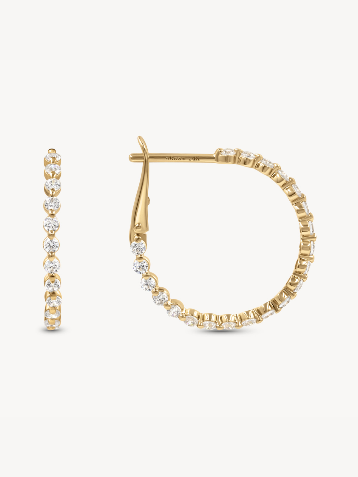 14K Gold Floating Diamond Hoop Earrings for Women - Elegant Dangle Earrings for Party, Wedding & Everyday Wear