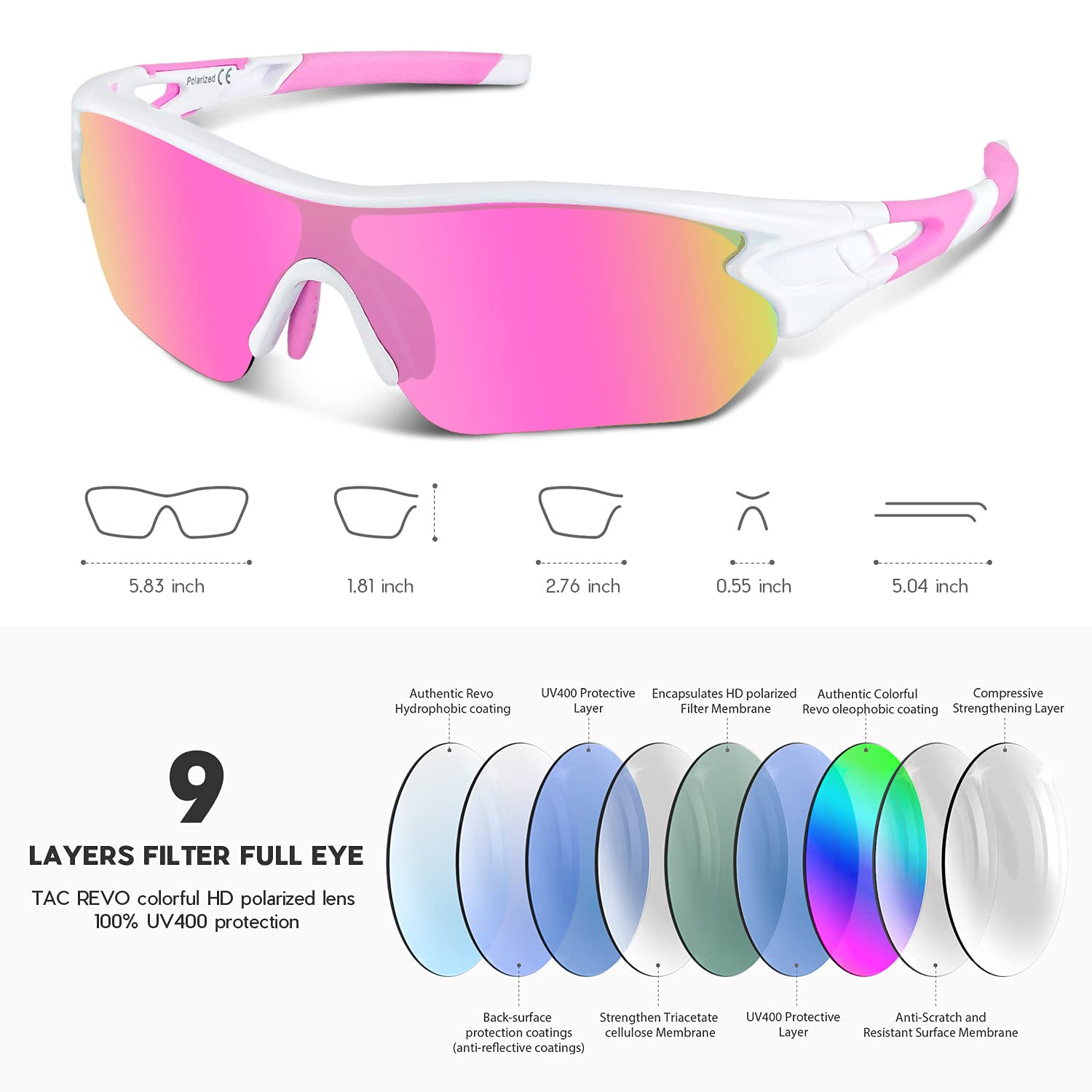 BEACOOL Polarized Sports Sunglasses for Men & Women - UV Protection, Lightweight & Durable for Running, Cycling, Hiking & Outdoor Activities