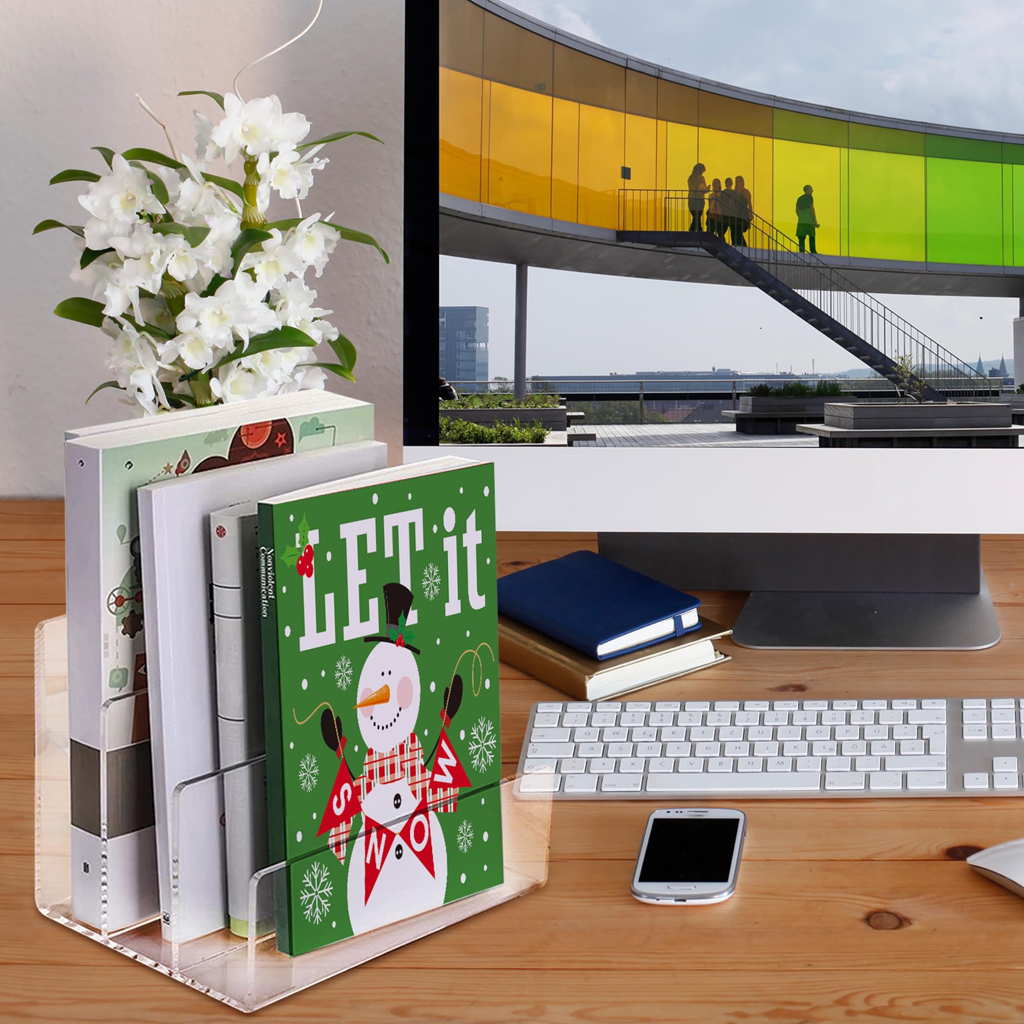 3-Section Clear Acrylic File Organizer - Desk Letter & Mail Sorter for Office Workspace Organization, Document Management (Perfect for Home Office, Work Desk & School Supplies)