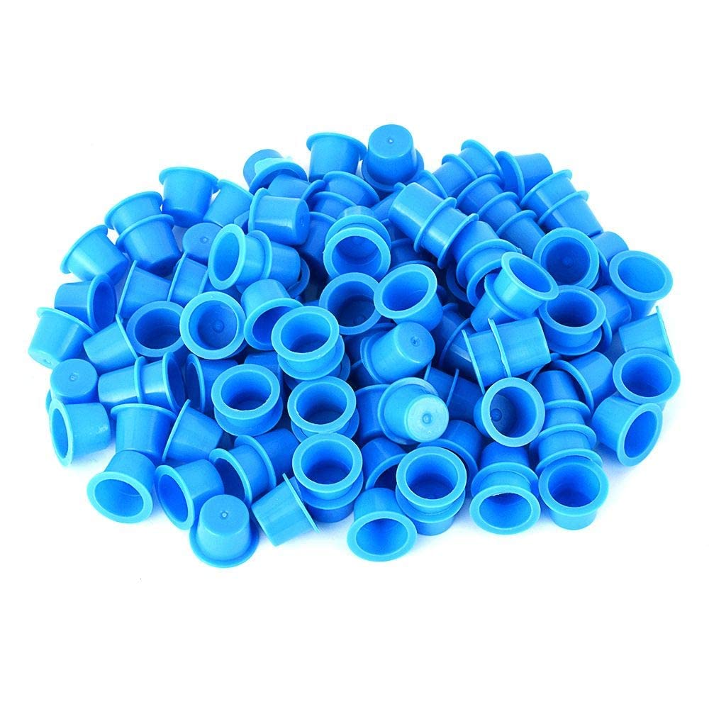 Ubersweet® Atomus 100Pcs 12mm Medium Size Yellow Tattoo Ink Cups - Disposable Pigment Caps for Professional Tattoo Artists - Perfect for Tattoo Studios & Home Use