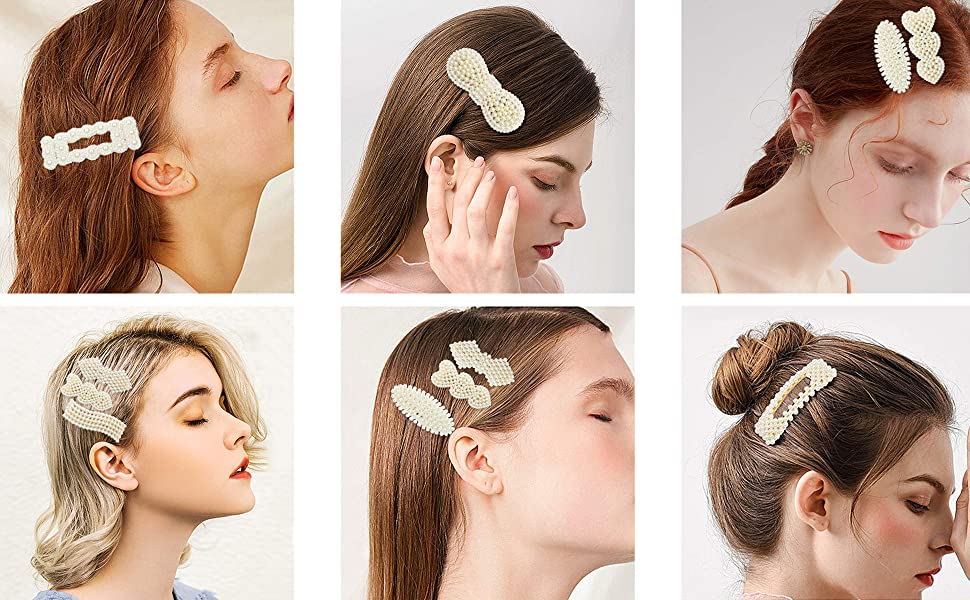 18 Pcs Handmade Pearl & Acrylic Resin Hair Clips Set - Elegant Gold Marble Alligator Bobby Pins, Glitter Crystal Geometric Hairpins for Women & Girls | Wedding, Party, Prom Hair Accessories Gift