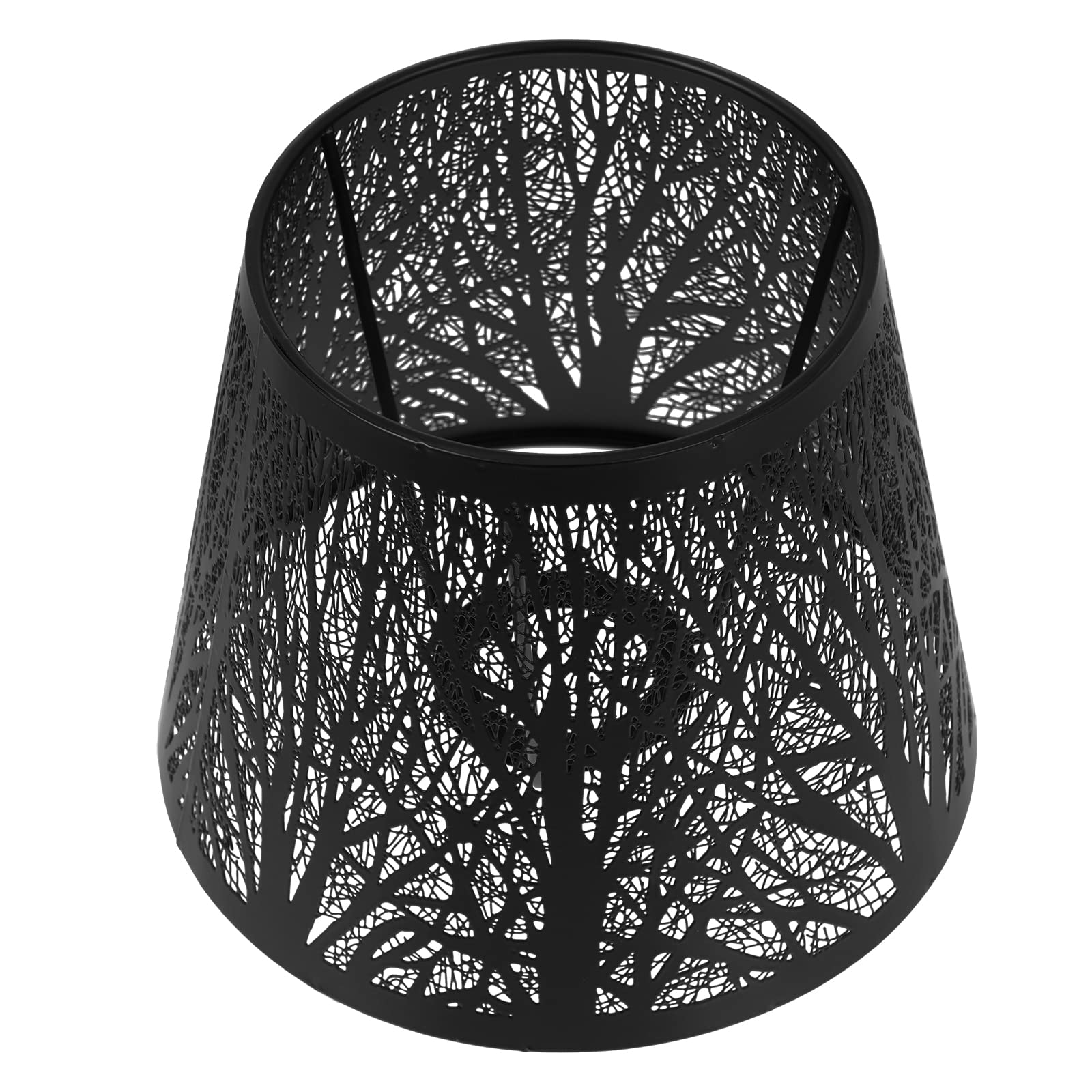 OSALADI E27 Lamp Shade - Hollow-out Tree Shadow Light Cover, Clip On Table Lampshade, Metal Decorative Projection Lamp Replacement for Table Lamp & Chandelier (Black) - Perfect for Bedroom, Living Room & Home Decor
