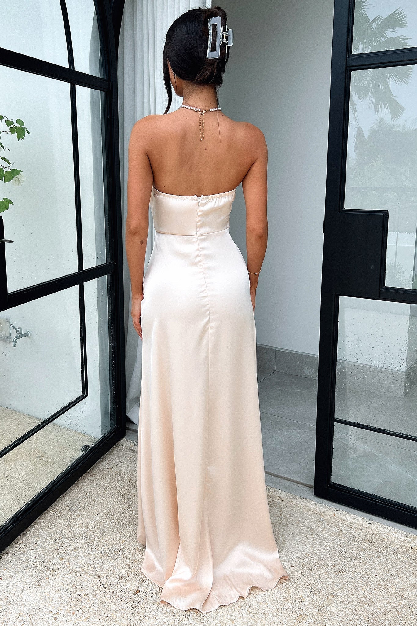 Elegant Fleur Maxi Dress in Champagne - Perfect for Weddings, Parties & Summer Vacations