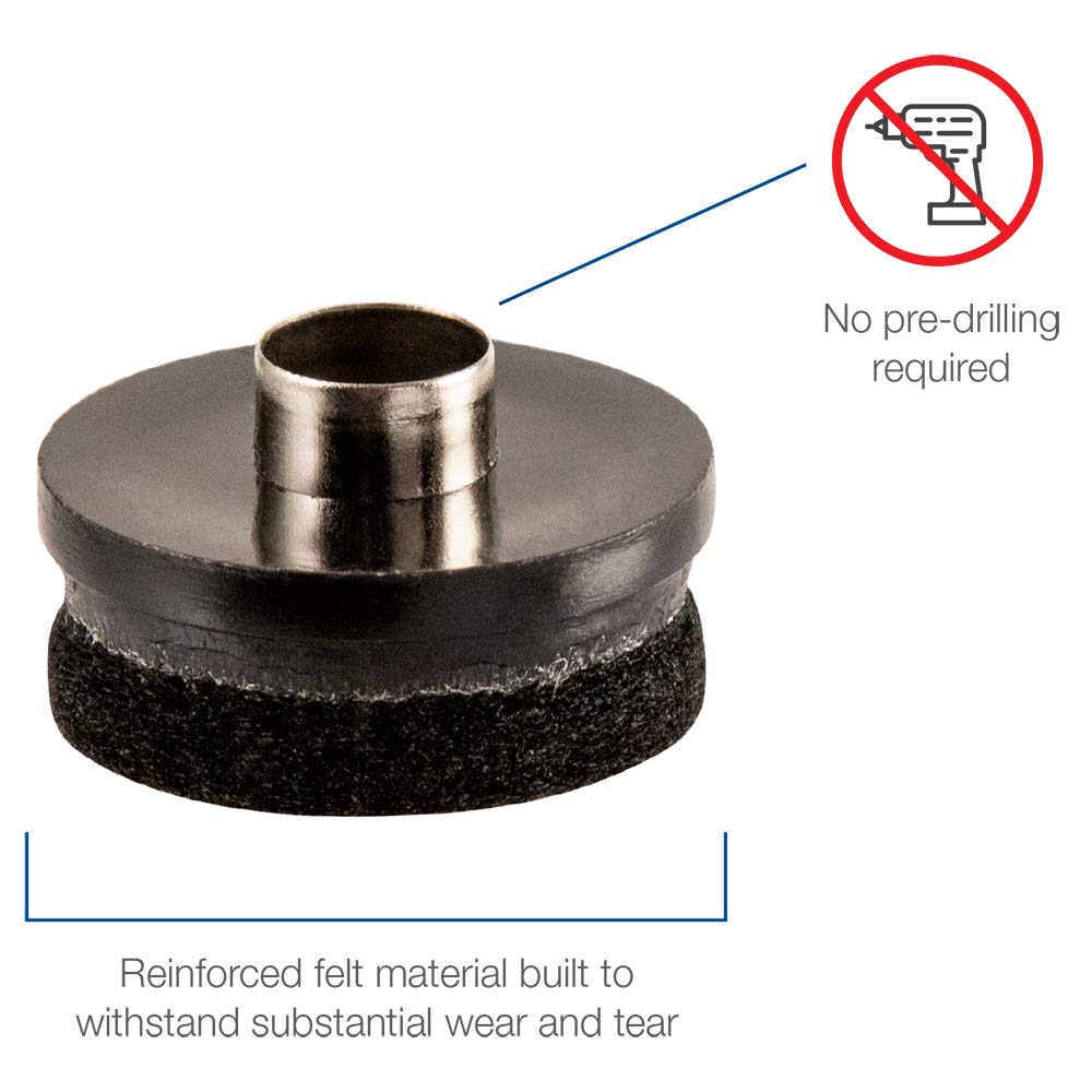 SoftTouch 1 Inch Round Nail-On Felt Pads for Furniture - 48 Pack Black Felt Glides for Wood Floor Protection - Perfect for Chairs, Tables, Sofas & Hardwood Furniture Protection