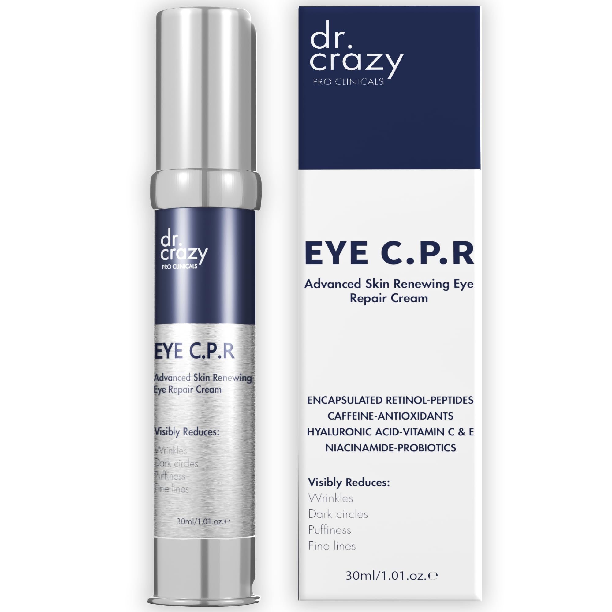 Dr Crazy CPR Repair Eye Cream - Anti-Puffiness & Dark Circle Treatment for Women | Under Eye Bags Cream | 30ml | Perfect for Night Routine & Travel Skincare