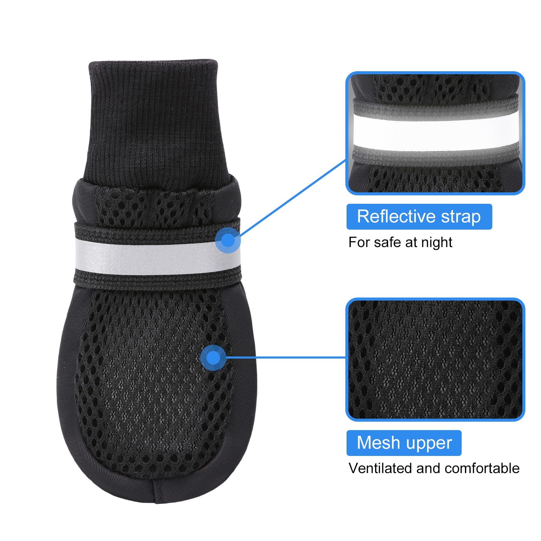 Breathable Mesh Dog Boots for Large Dogs - Paw Protection for Hot Pavement & Outdoor Adventures - Perfect for Walking, Hiking, and Summer Activities