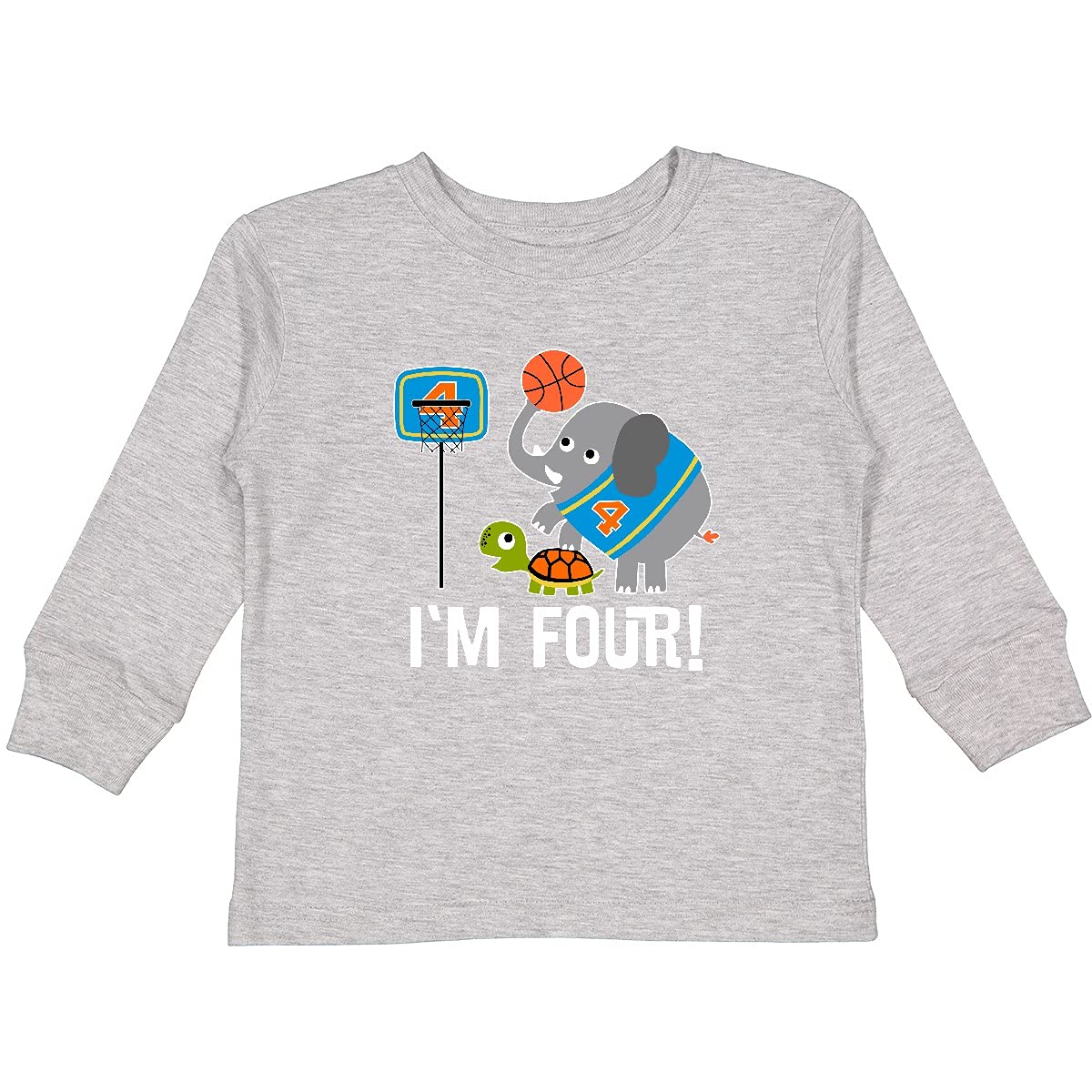 Inktastic Basketball 4th Birthday T-Shirt for 4 Year Old Boys & Girls - Long Sleeve Toddler Tee for Sports Parties & Casual Wear