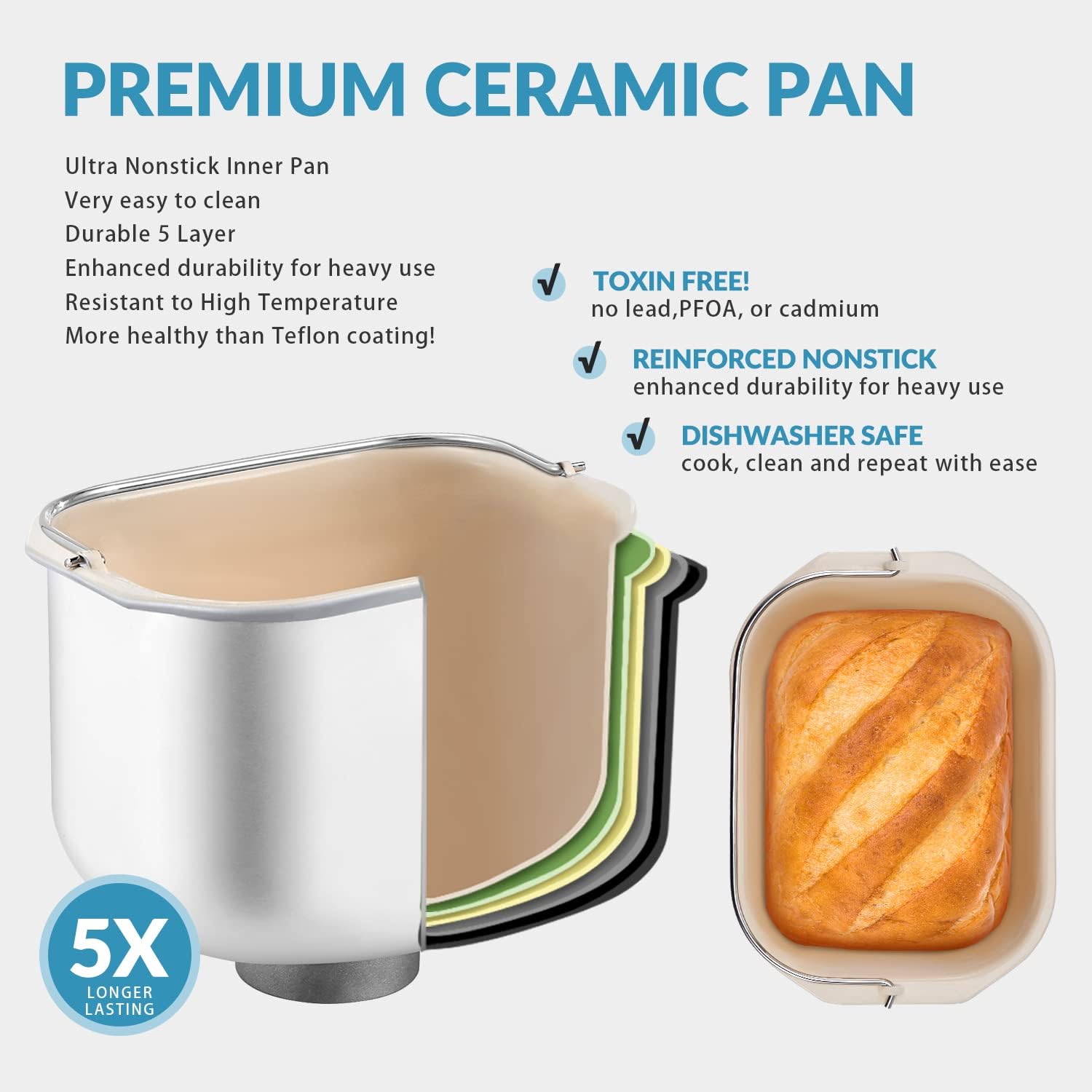 17-in-1 Stainless Steel Bread Maker Machine - 2LB Capacity, BPA-Free Non-Stick 5-Layer Ceramic Pan, Automatic Nut Dispenser, Dual Kneading Paddles, 15-Hour Timer & Keep Warm Function - Perfect for Homemade Bread, Artisan Loaves, and Gluten-Free Baking (Includes Recipe Book)