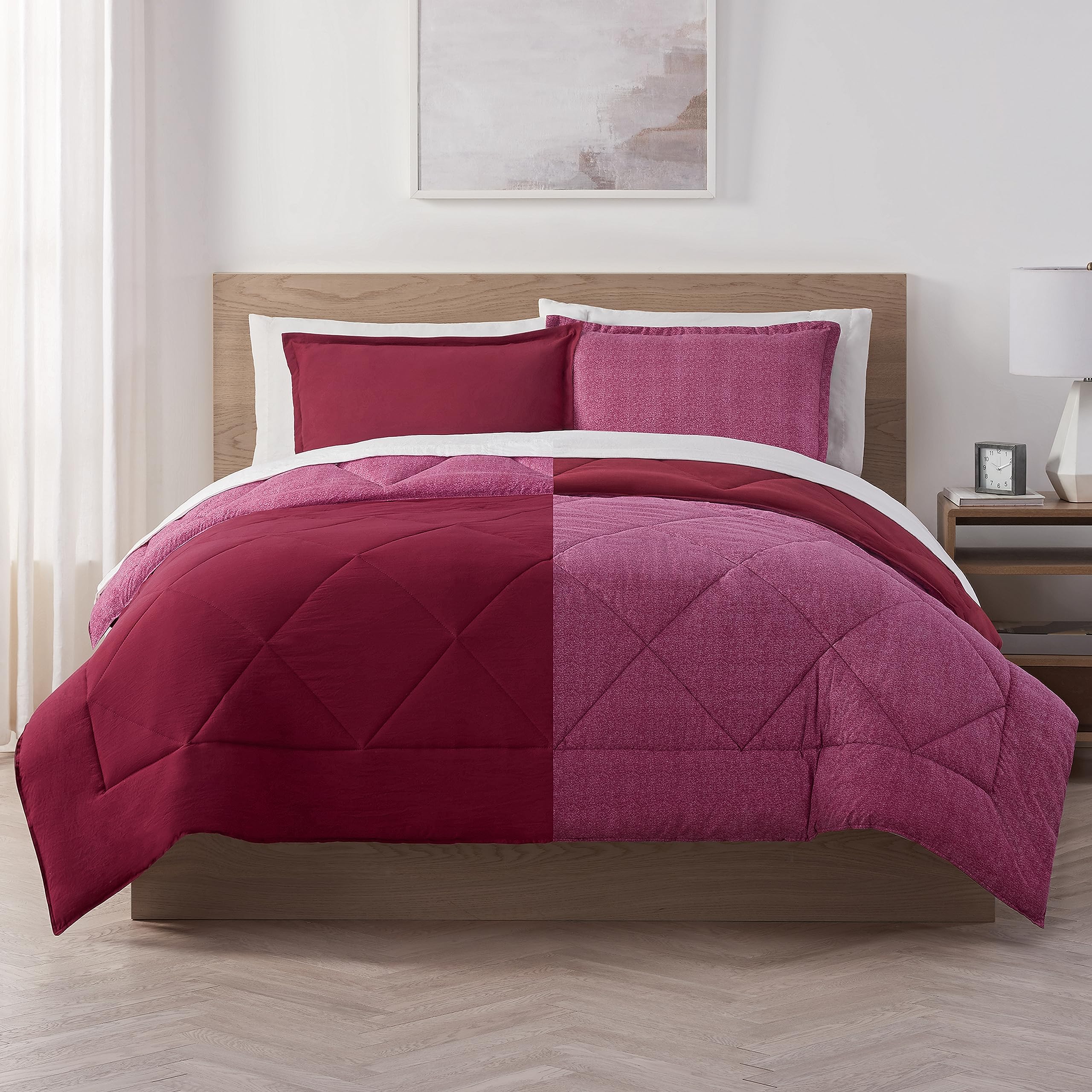 Serta Supersoft Cooling 5-Piece Reversible Comforter Set with Sheets & Pillowcases - All Season Bedding for Twin/Twin XL Beds - Breathable Rumba Red - Perfect for Hot Sleepers & Cozy Bedroom Decor
