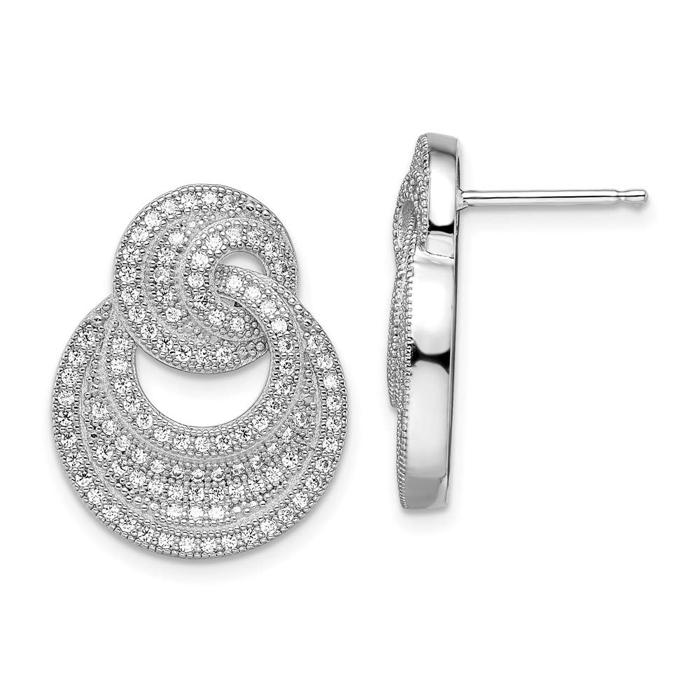 Sparkling Sterling Silver Cubic Zirconia Circle Post Earrings for Women | Elegant Everyday Jewelry & Special Occasion Gift