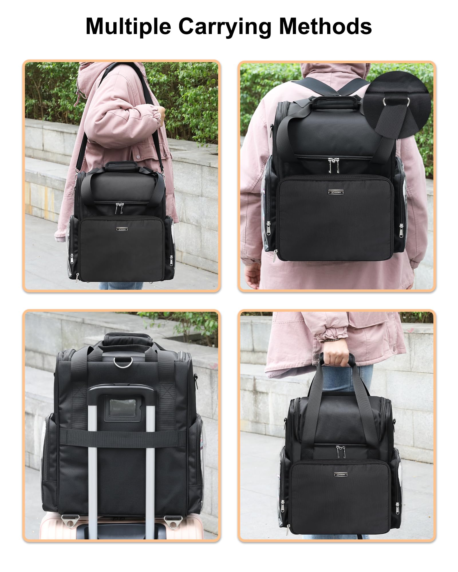 Relavel Professional Hair Stylist Travel Bag - Waterproof Cosmetology Organizer Case with Adjustable Dividers & Shoulder Strap - Perfect for Hairstylists, Barbers & Salon Professionals On-The-Go (Ideal for Travel, Mobile Services & Salon Storage)