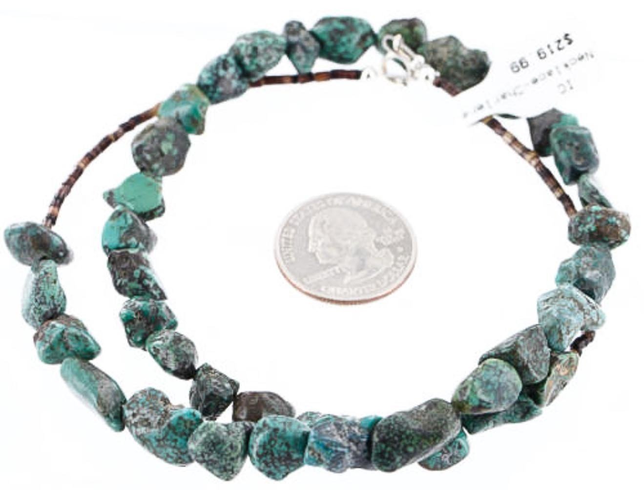 Authentic Navajo .925 Sterling Silver Natural Turquoise Native American Handmade Necklace - Perfect for Boho Fashion, Gift Giving & Cultural Jewelry Collectors