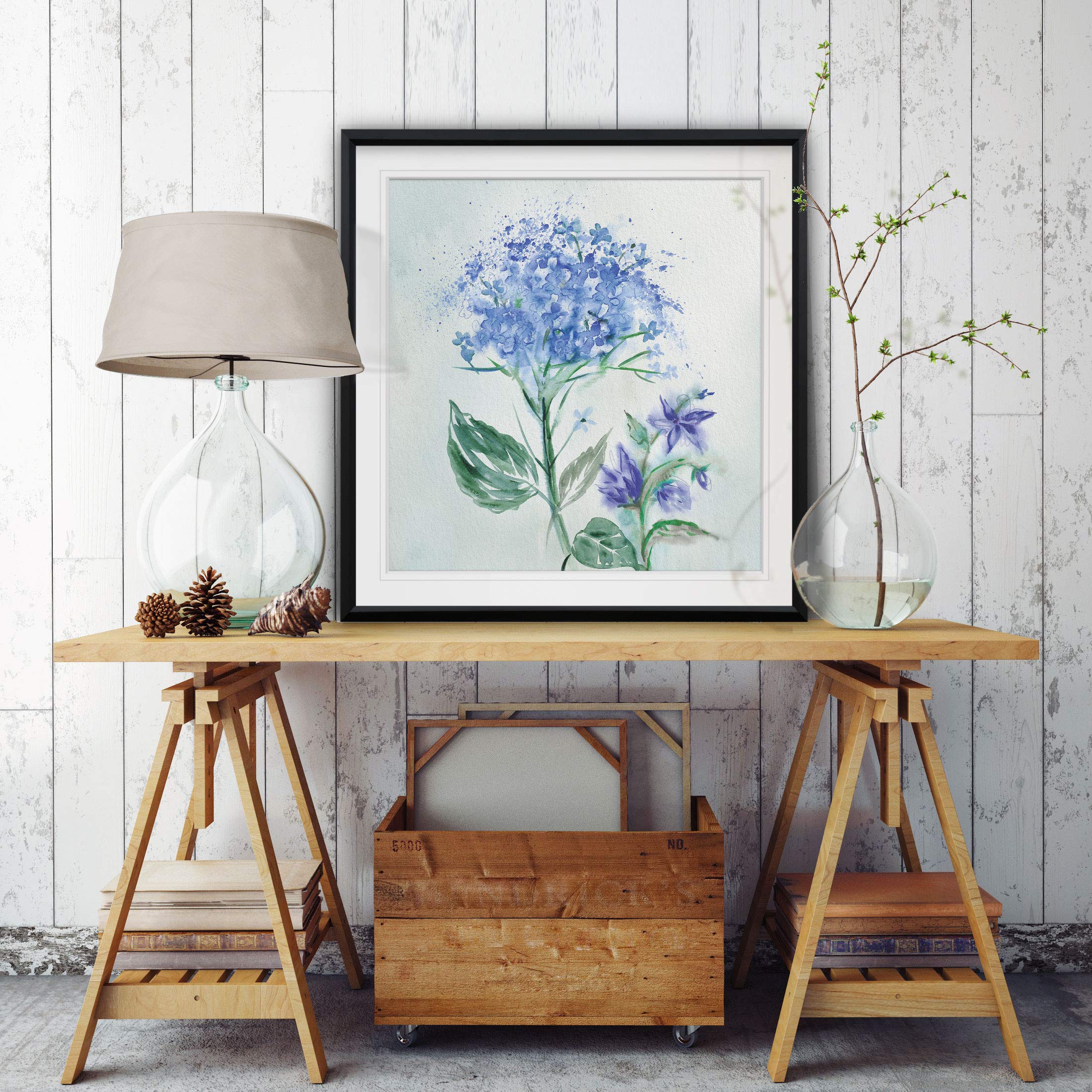 Blue Flower Framed Giclee Print - Wall Art for Home Decor