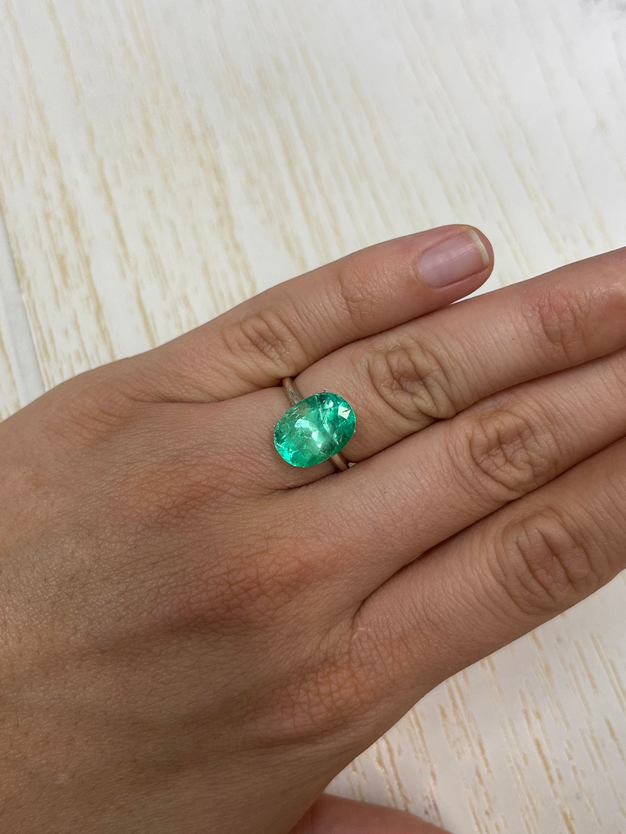 6.40 Carat Medium Green Natural Loose Colombian Emerald Oval Cut Gemstone for Jewelry Making - Engagement Rings, Necklaces & Earrings