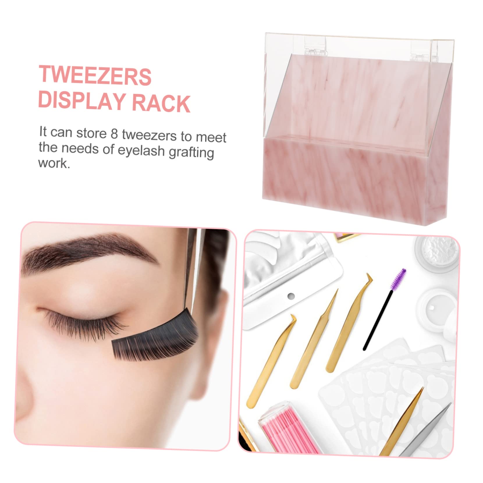 Professional Pink Acrylic Tweezers Holder & Eyelash Extension Organizer Box with Lid - Perfect for Lash Artists, Salon Storage, and Makeup Tool Organization