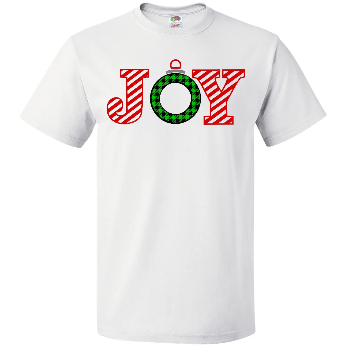 Inktastic Joy Christmas Ornament with Candy Cane Stripes T-Shirt - Festive Holiday Apparel for Christmas Parties & Family Gatherings