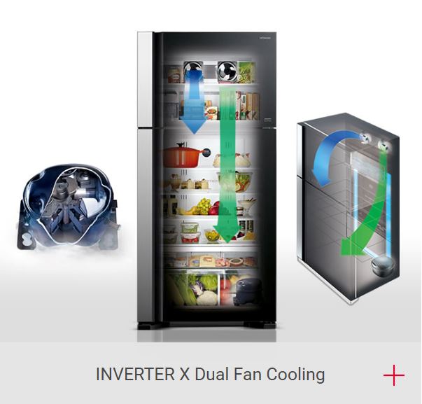 Hitachi R B570P7MS GBK 2-Door Refrigerator - Energy Efficient French Door Fridge with Large Capacity for Home & Kitchen Use