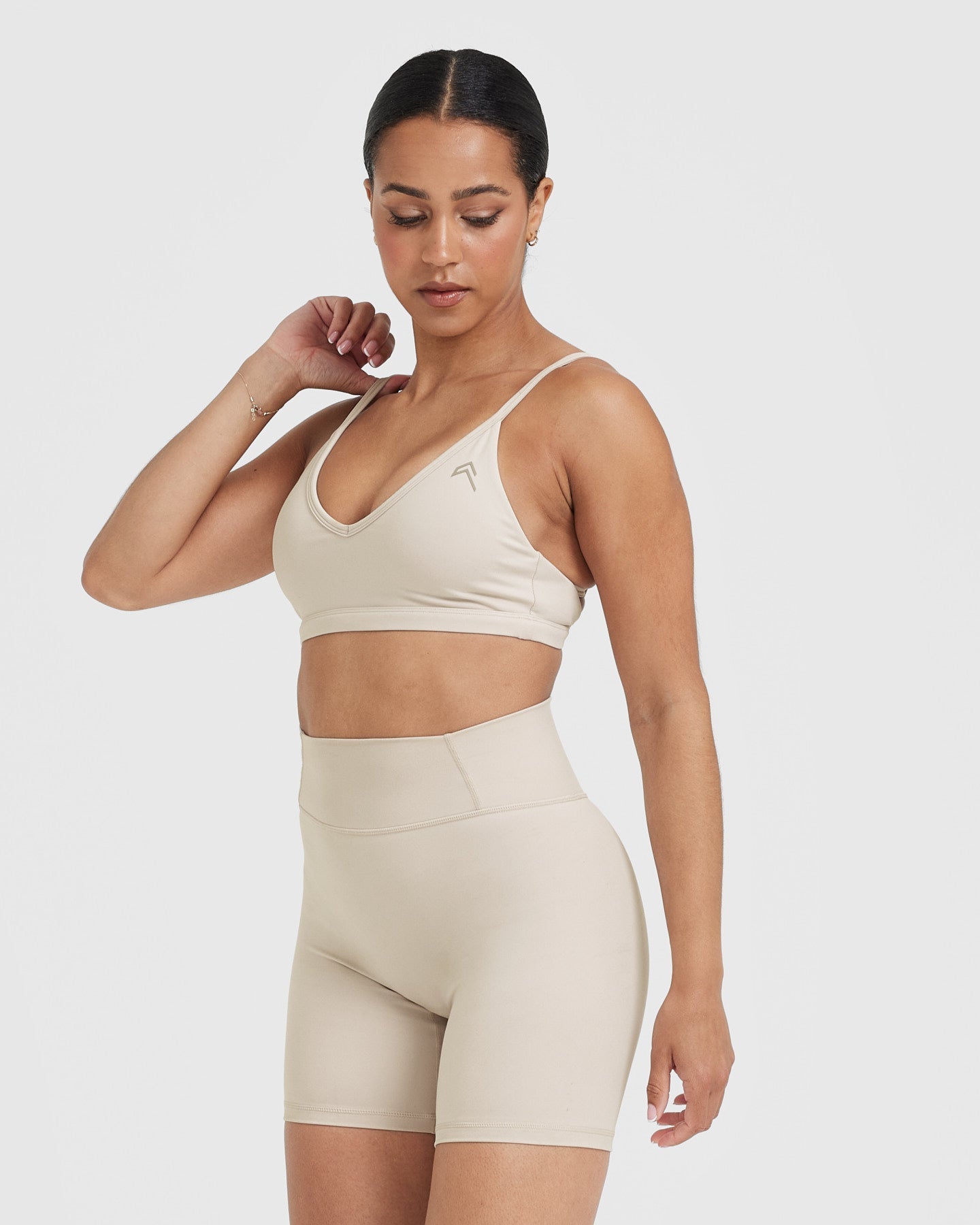 Timeless Strappy Bralette in Sand - Comfortable Wireless Lace Bralette for Women | Perfect for Everyday Wear, Yoga, and Layering Under Sheer Tops