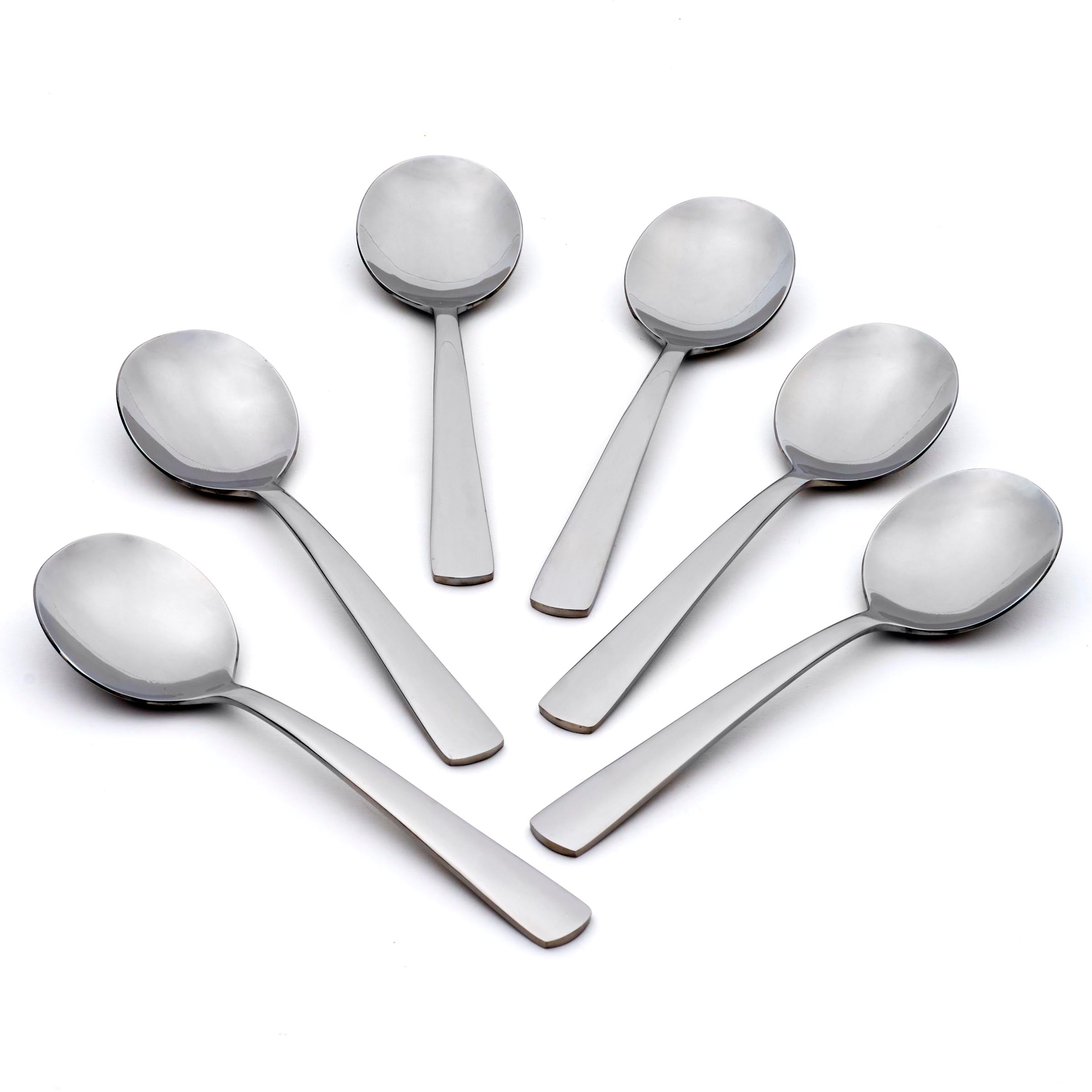 Premium Stainless Steel Soup Spoons Set of 6 - Elegant Dining Utensils for Soup, Cereal & Dessert - Perfect for Restaurants, Home Kitchens & Dinner Parties