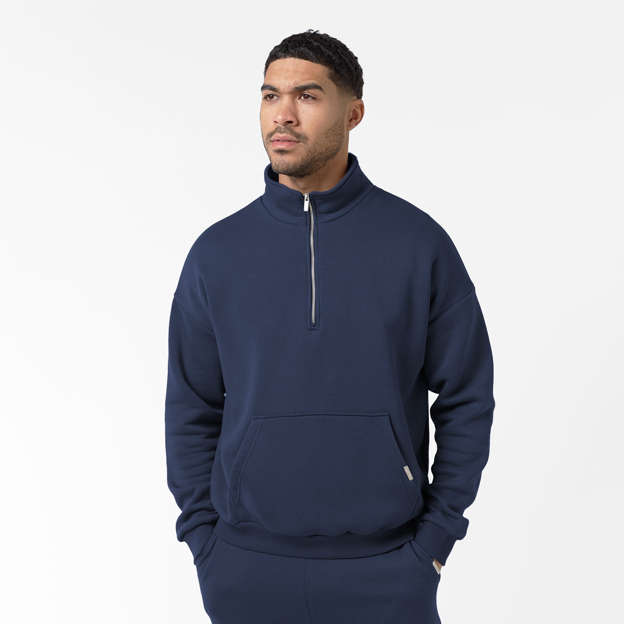 Men's Relaxed Fit 1/4 Zip Fleece Pullover - Soft & Comfortable Navy Blue Fleece Jacket for Casual Wear, Outdoor Activities & Layering in Cool Weather