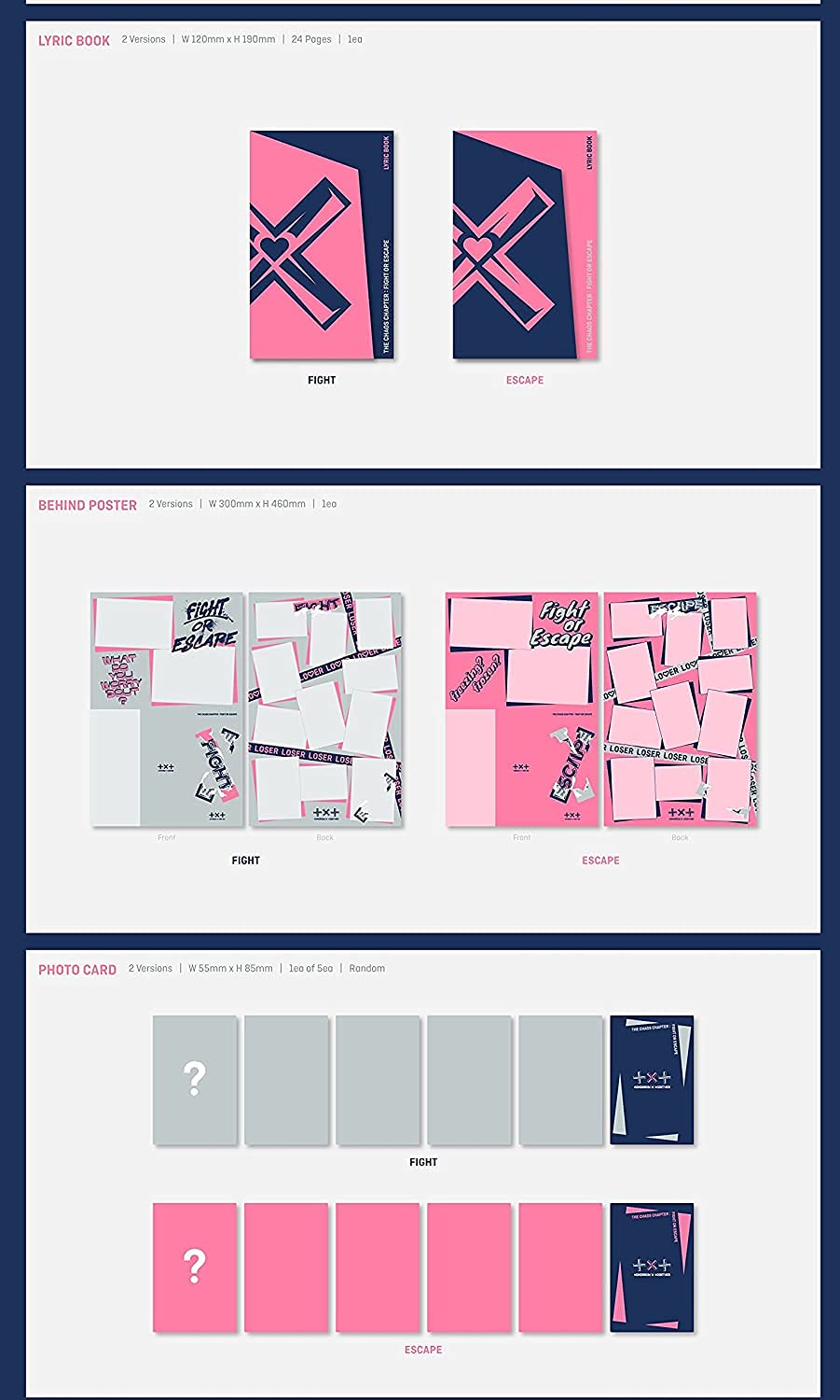 TXT - The Chaos Chapter [Escape ver.] (2nd Album) K-Pop Album with Exclusive Korean Culture Decorative Stickers & Photocards - Perfect for K-Pop Fans, Room Decor, and Scrapbooking