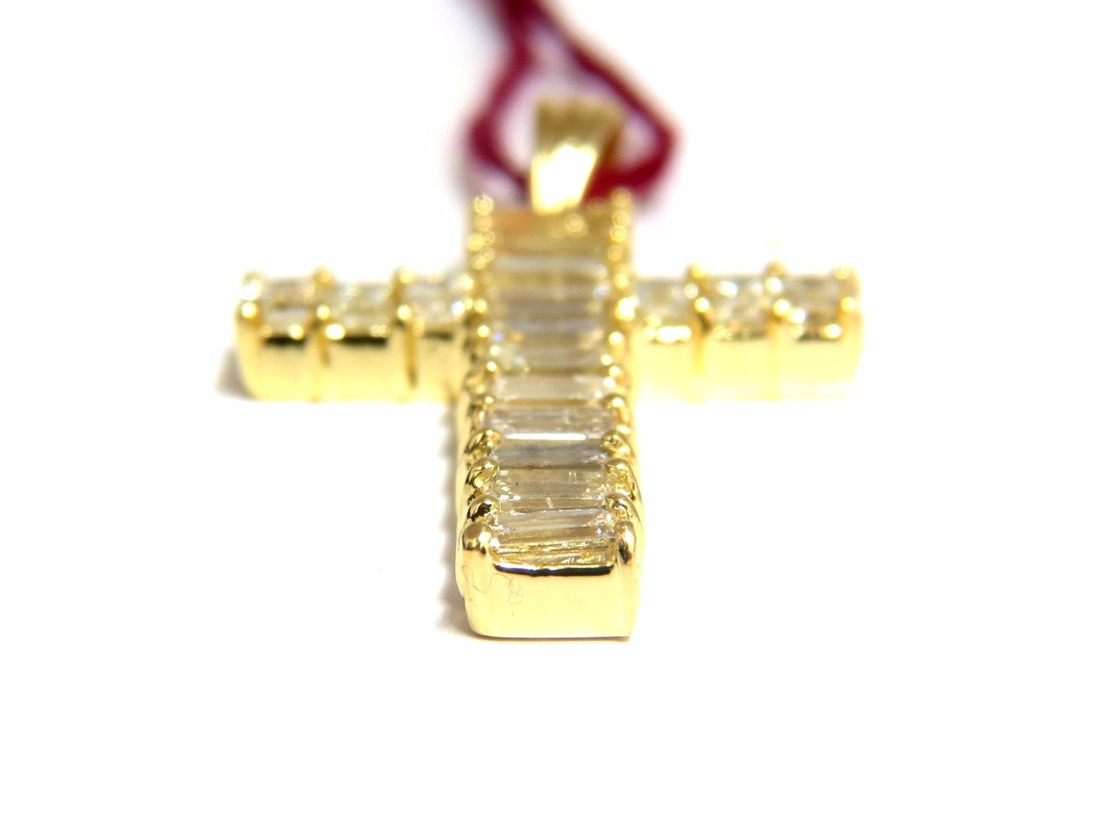 5.23 Carat Natural Diamond Baguette Cross Pendant in 18K Gold - Perfect for Gifts, Weddings & Special Occasions