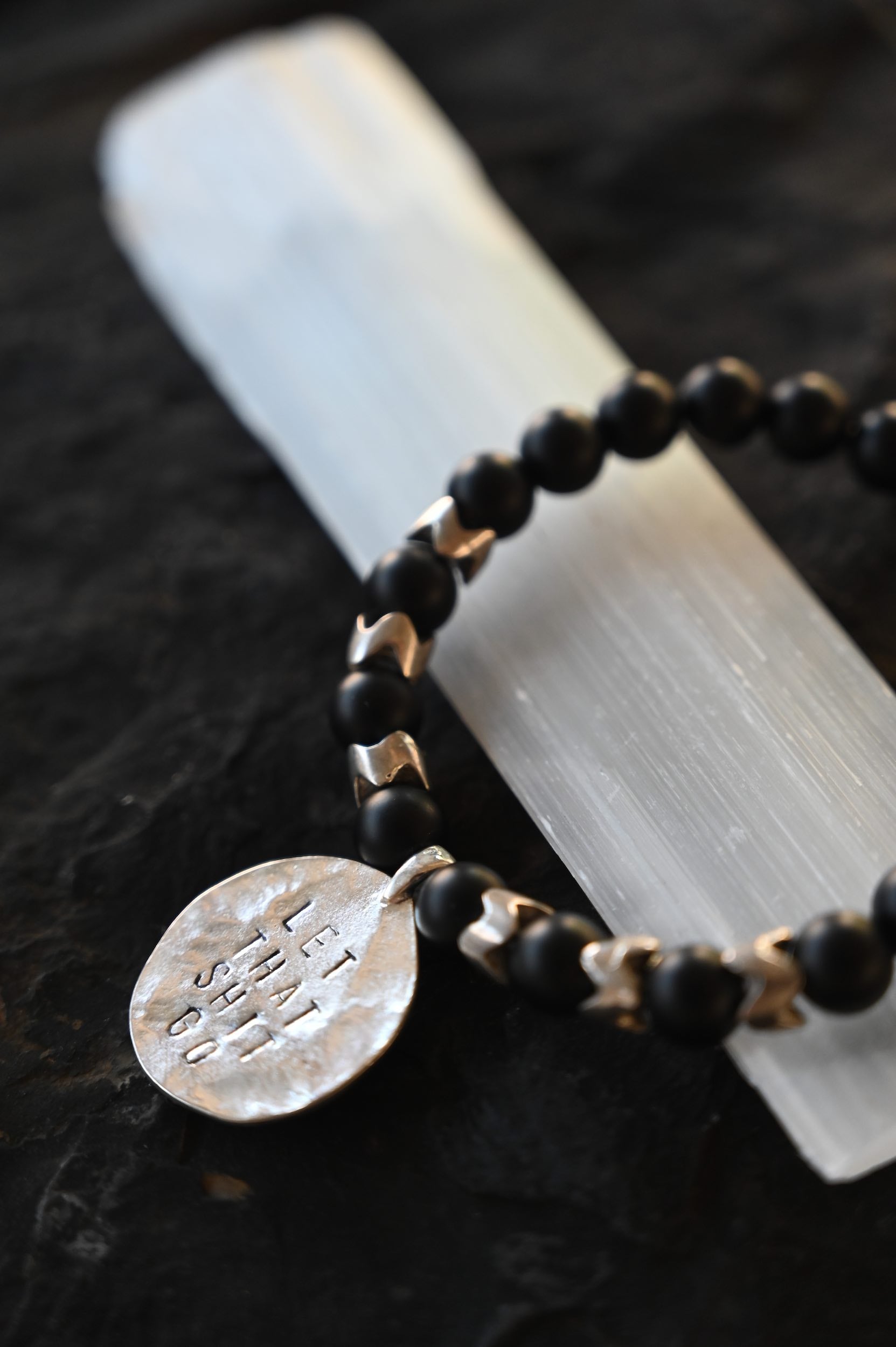 Let That Shit Go Onyx Bracelet - Black Stone Beaded Bracelet for Stress Relief & Emotional Healing - Perfect for Meditation, Yoga & Daily Wear