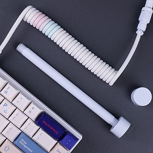 Premium BRIMFORD Coiled USB-C Keyboard Cable - Custom Aviator Mechanical Keyboard Cord with Weight-Rod for Gaming (PlayStation/Xbox/Keychron) - Perfect for Esports, Streaming & Office Setup