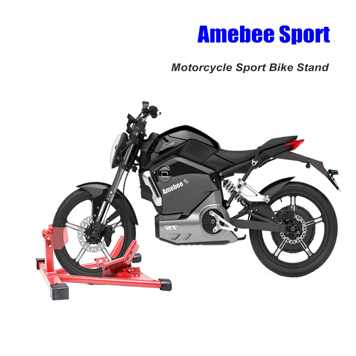 Amebee Motorcycle Wheel Chock Stand - Heavy Duty Front Wheel Holder for Sport Bikes (Fits 16