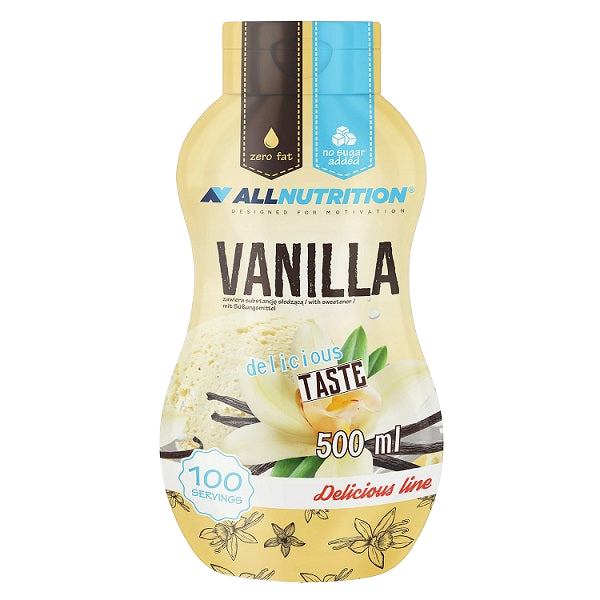 Allnutrition Vanilla Sweet Sauce - 500ml | Delicious & Healthy Dessert Topping for Pancakes, Ice Cream & Smoothies