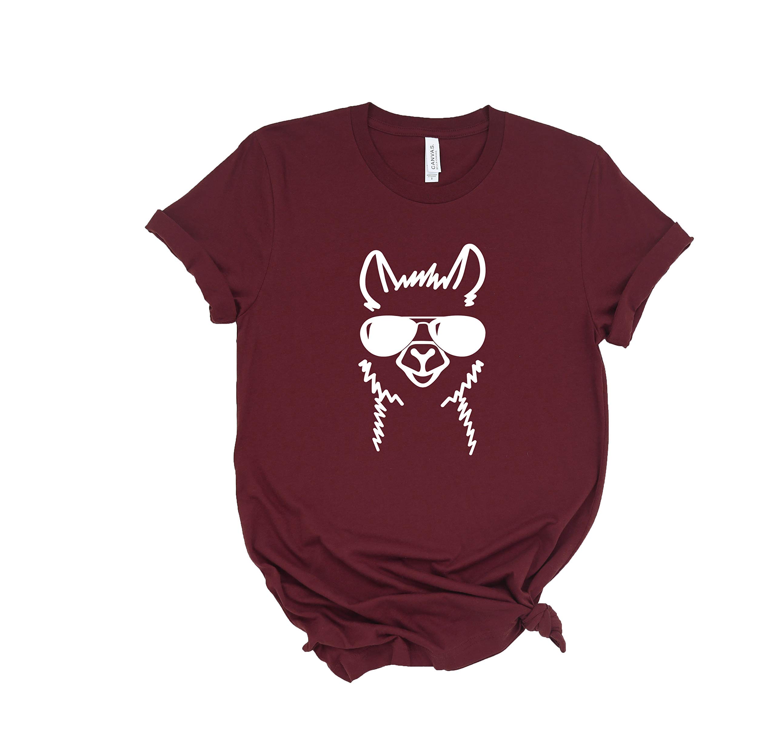 Stylish Llama Print T-Shirt for Women - Soft Cotton Cute Alpaca Graphic Tee - Perfect Casual Outfit & Unique Gift Idea for Animal Lovers