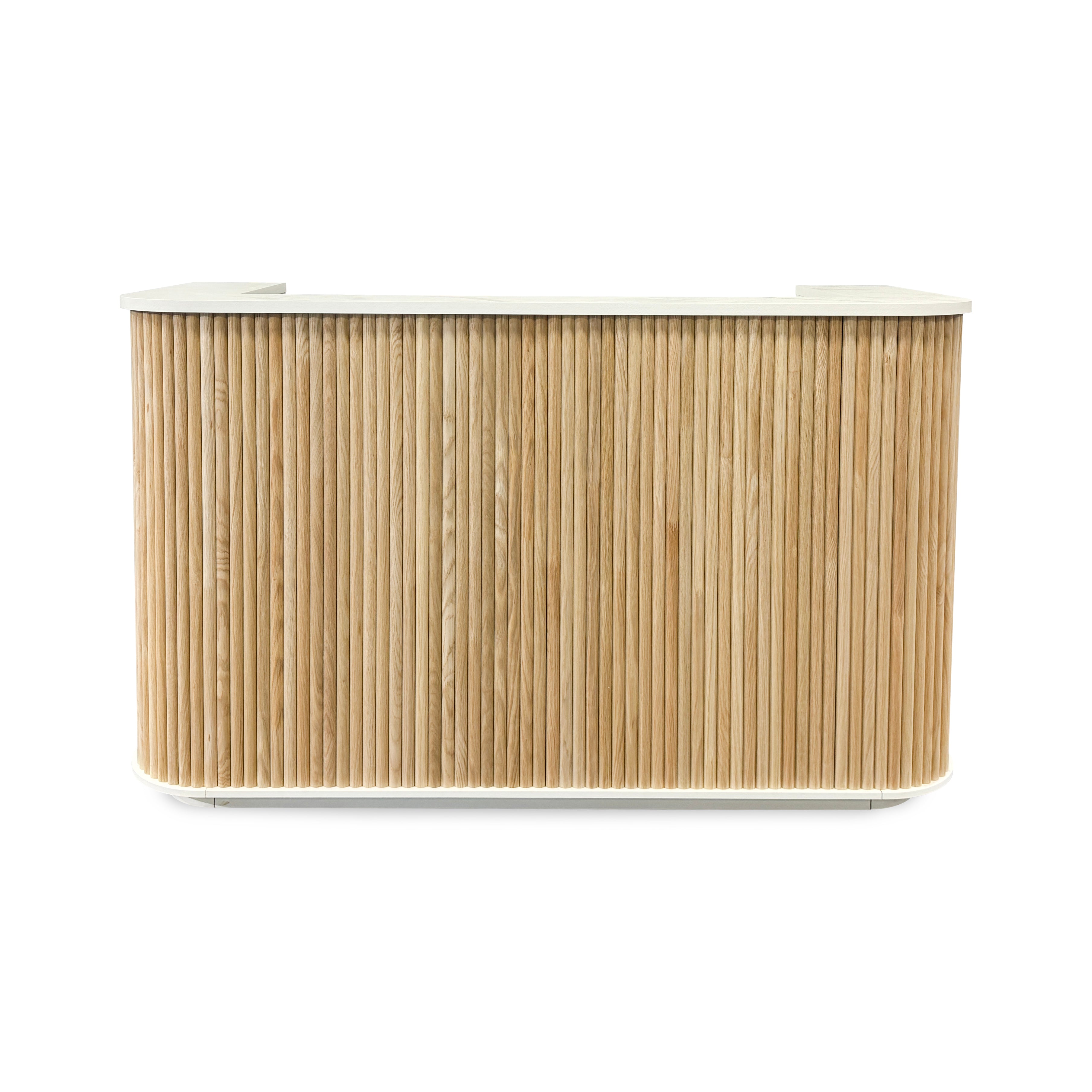 Premium HALO 180cm Reception Desk - Solid Oak & White Finish - Perfect for Office, Hotel, and Corporate Lobby Reception Areas