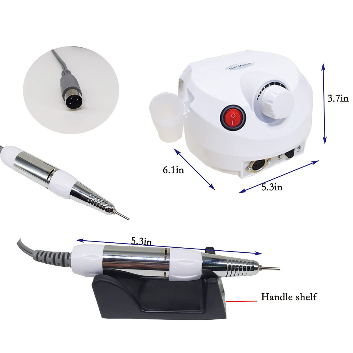 SoQte Professional 25000RPM Electric Nail Drill Machine Kit - Portable Nail File for Gel Nails, Manicure & Pedicure - Exfoliating & Polishing Tool (White) | Perfect for Home Salon, Nail Art & DIY Nail Care