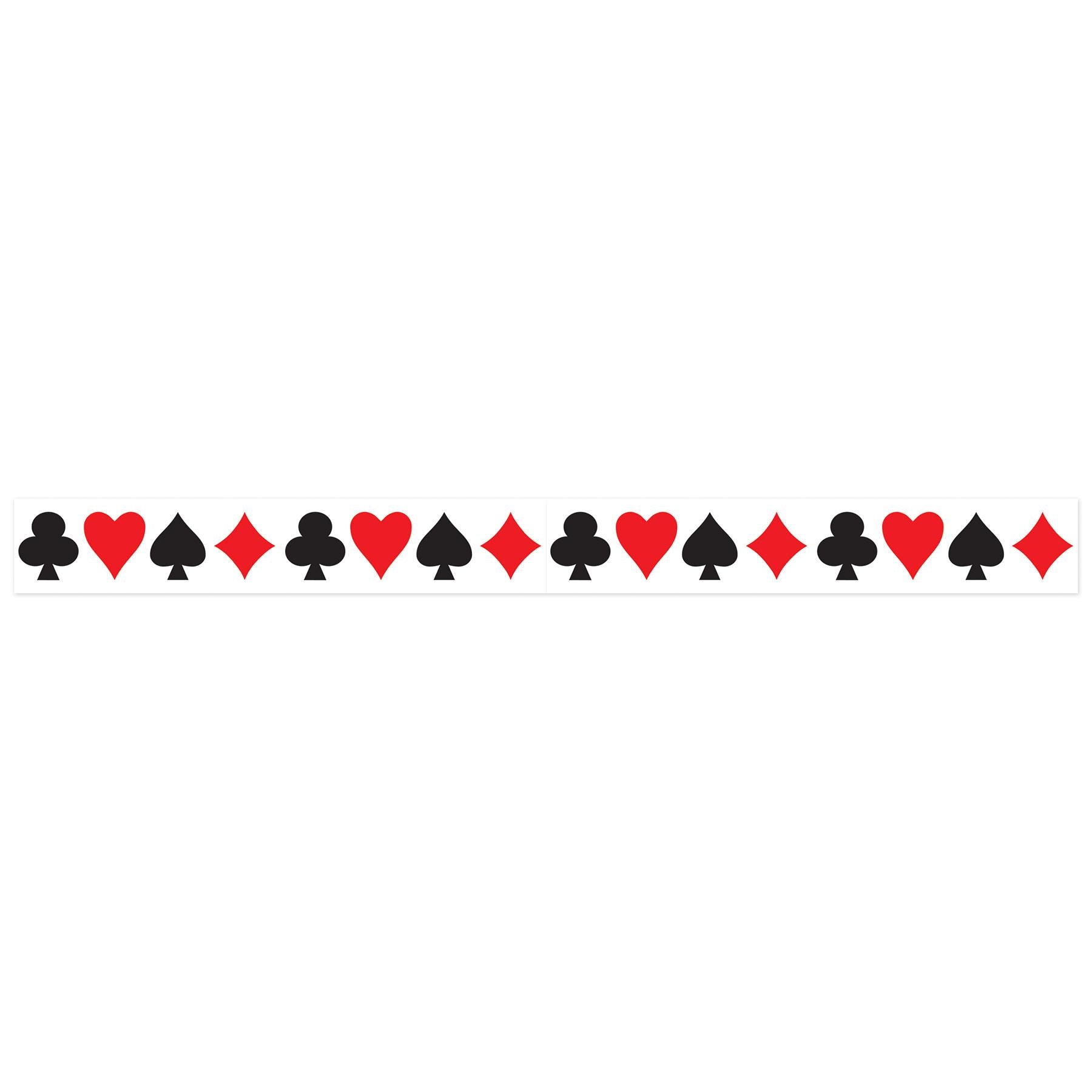 12 Pack Beistle Card Suit Party Tape - Decorative Themed Tape for Casino Parties, Game Nights & DIY Crafts (Red & Black Playing Card Design)