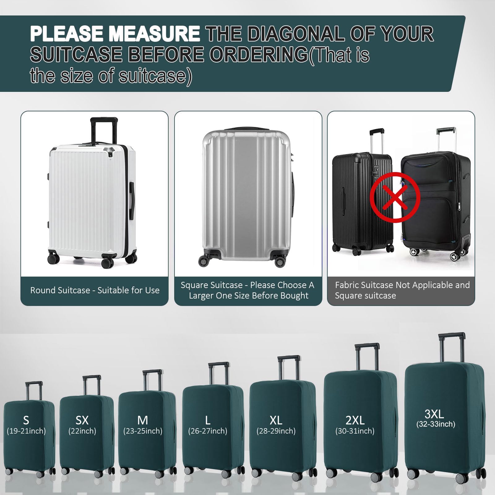 **Scratch-Resistant Travel Luggage Cover - Fits 19-31 Inch Suitcases (Avocado Green, S for 19-21 Inch) - Suitcase Protector for Airplane, Train & Vacation Travel**