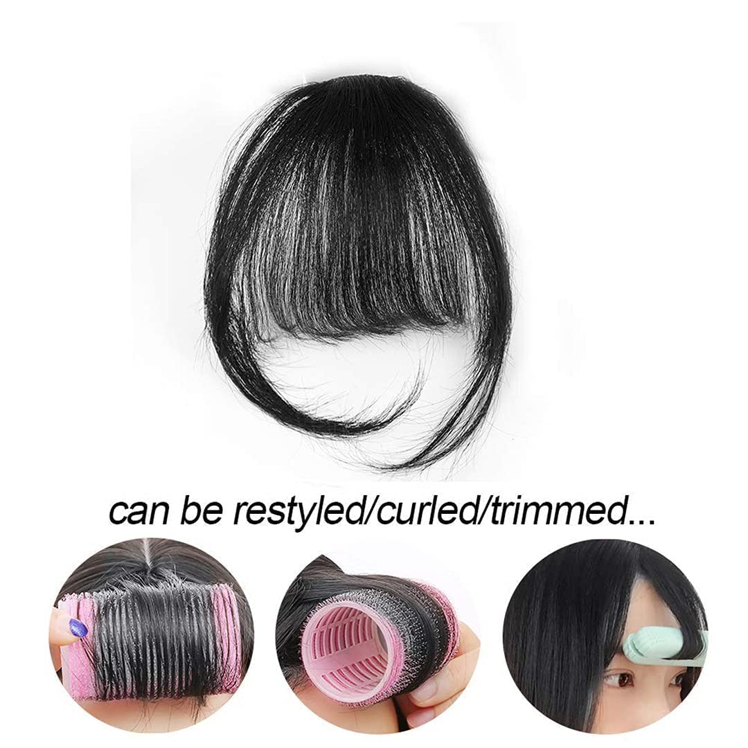 Flushia Clip-In Hair Bangs Extension - Natural Brown Fringe for Women & Girls | Easy Clip-On Front Hair Piece for Instant Volume & Style | Perfect for Parties, Cosplay & Everyday Wear