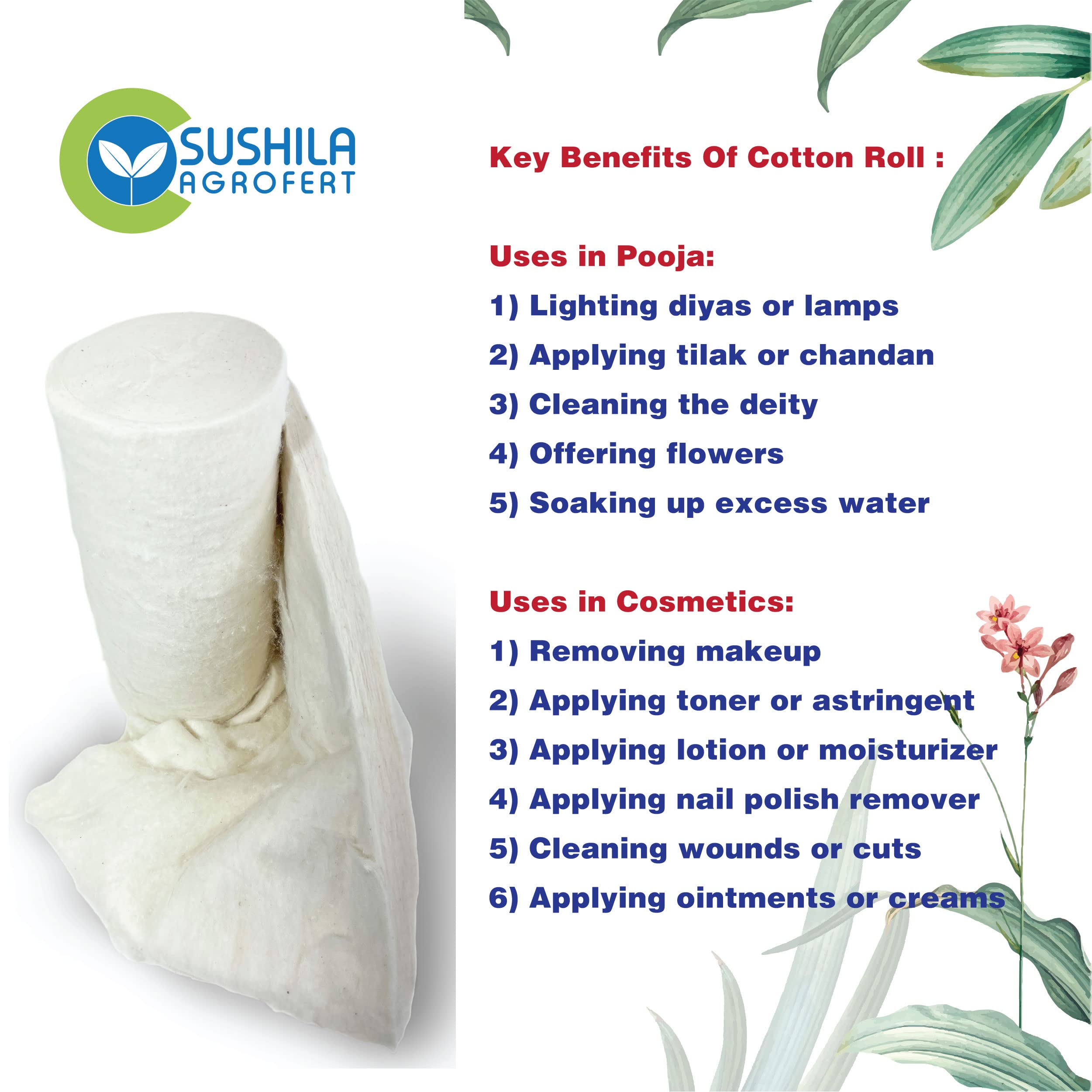 Absorbent Cotton Wool Roll 500g - Multipurpose Cotton Pads for Makeup Remover, Face Cleansing, Adult & Baby Care | Soft & Gentle for Beauty, First Aid, and Skincare Routines