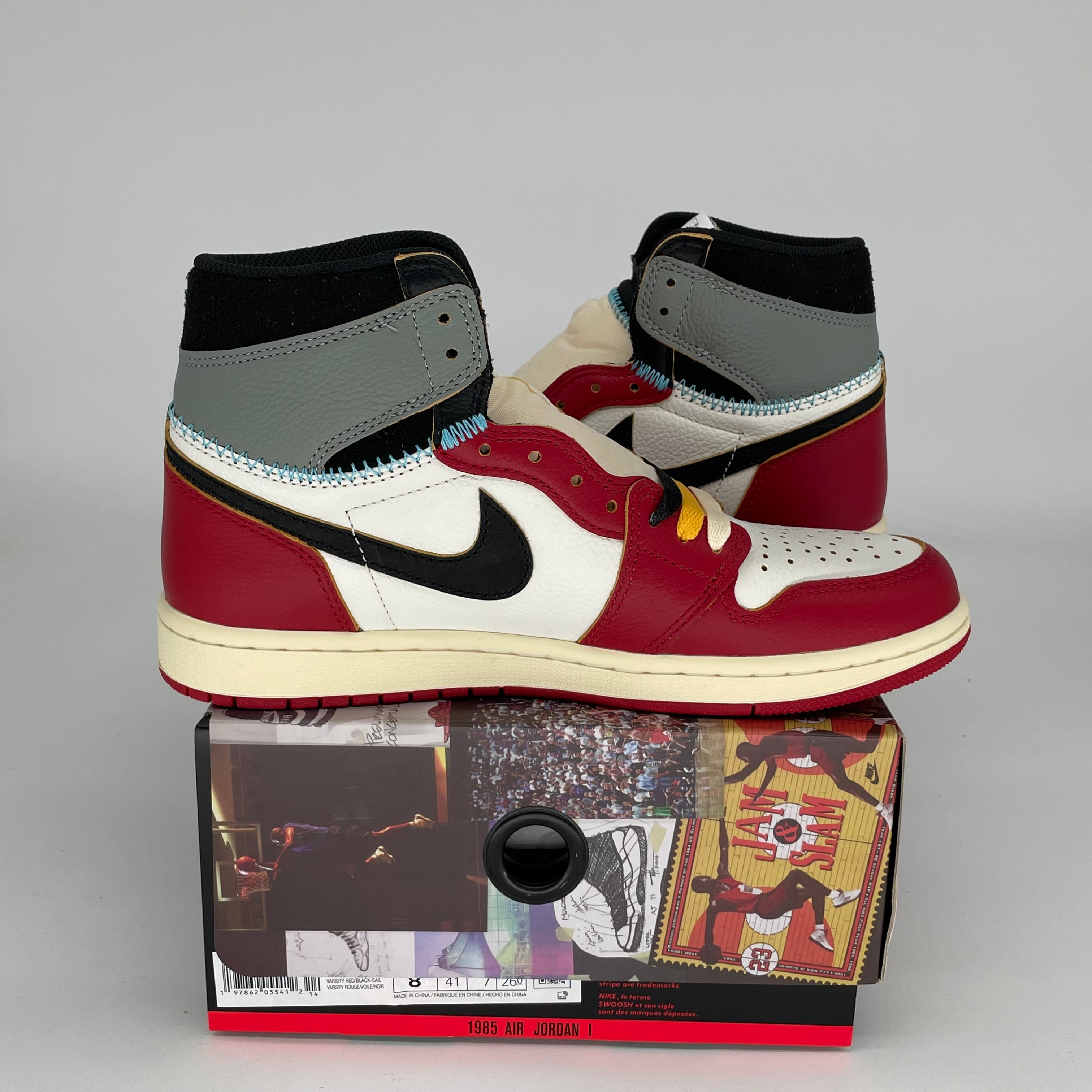 Air Jordan 1 Union LA Chicago Shadow Sneakers - Men's Size 8 (HV8563-600) | Retro Basketball Shoes for Streetwear & Casual Outfits