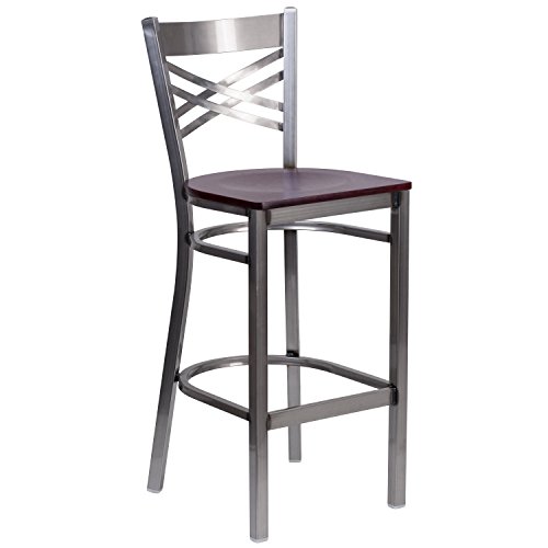 Mahogany Wood Seat/Clear Coated Metal Frame