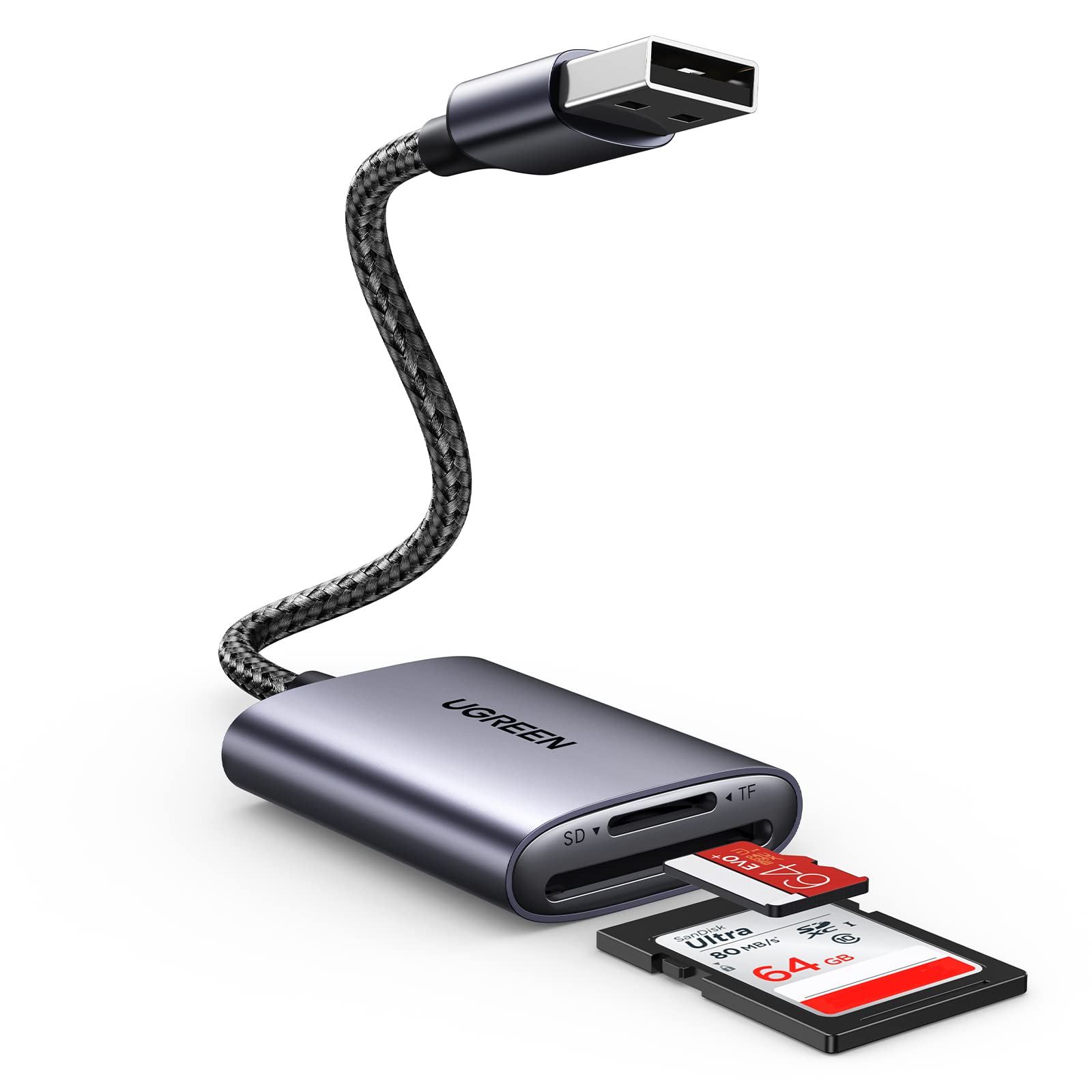 UGREEN USB 3.0 SD Card Reader - High-Speed Dual Slot Memory Card Adapter for Micro SD/SDHC/SDXC/RS MMC - Compatible with Windows, Mac, Linux - Perfect for Photographers, Videographers & Data Transfer