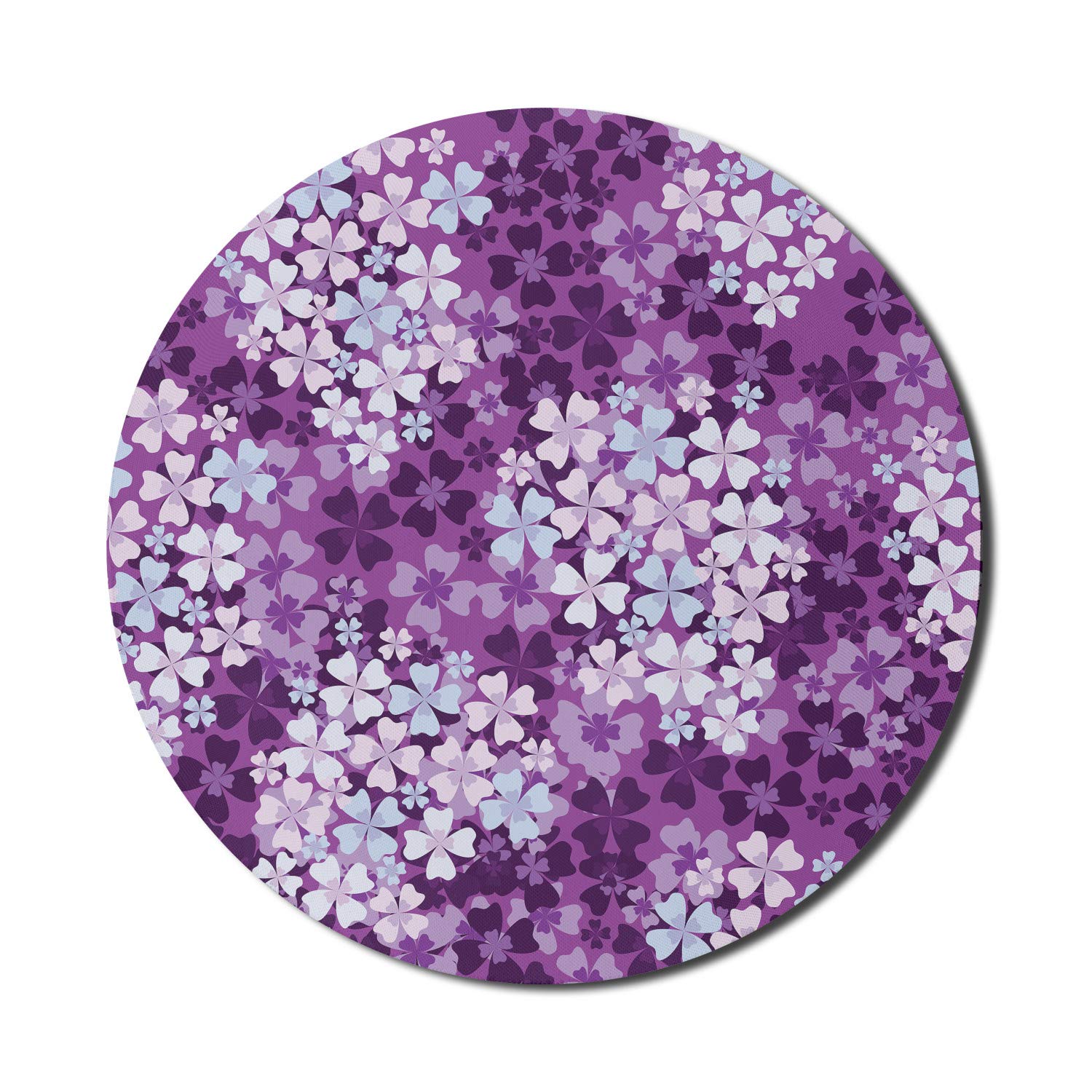 Ambesonne Floral Computer Mouse Pad - Non-Slip Round Gaming Mousepad with Lilac & Hydrangea Design, 8 Inch, Pale Blue Purple White - Perfect for Office, Home & Gaming Setup
